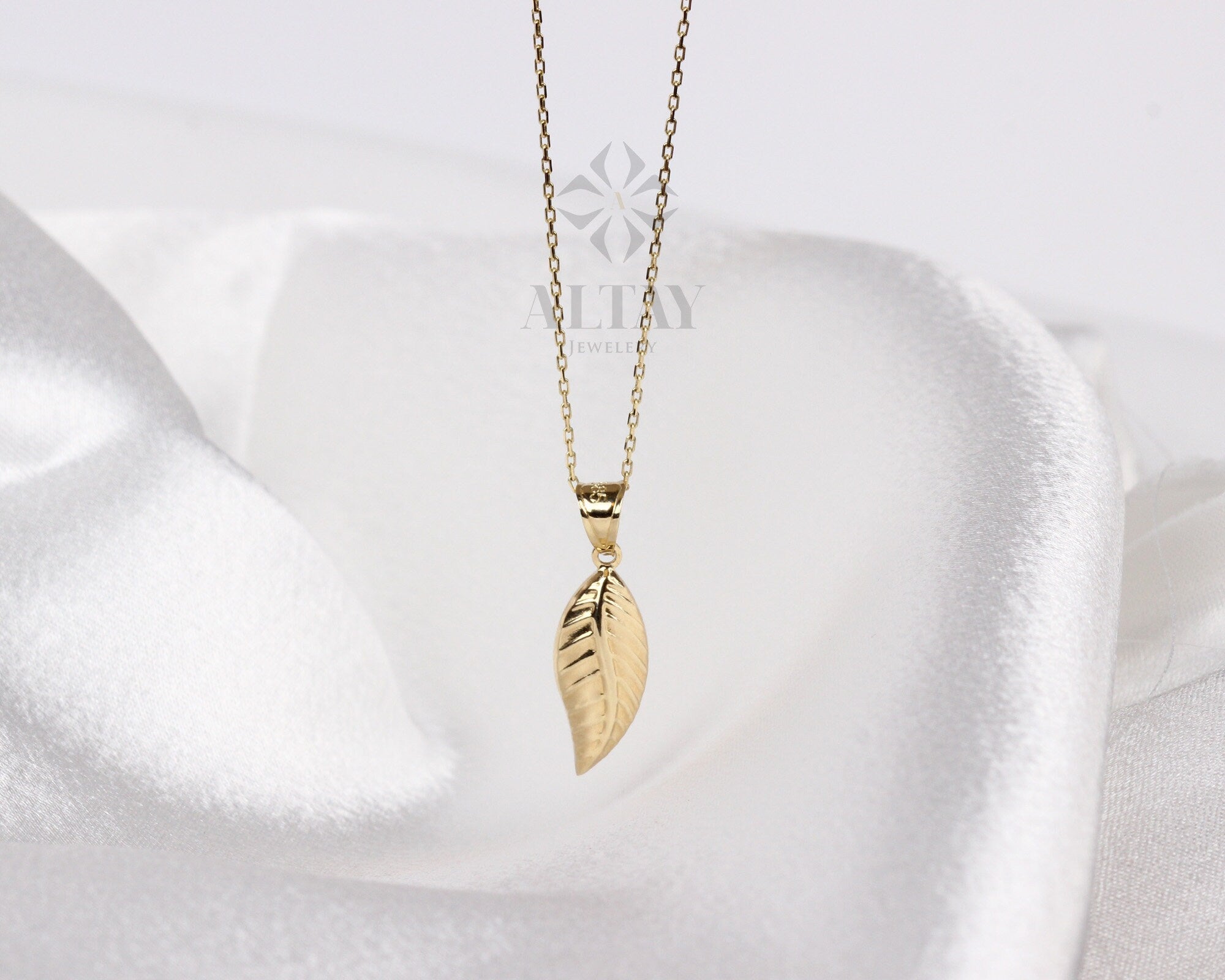 14K Gold Leaf Necklace, Chance Feather Pendant, Palm Charm, Dainty Leaf Choker, Layering Jewelry, Tiny Wedding Bridesmaid Gift for Her