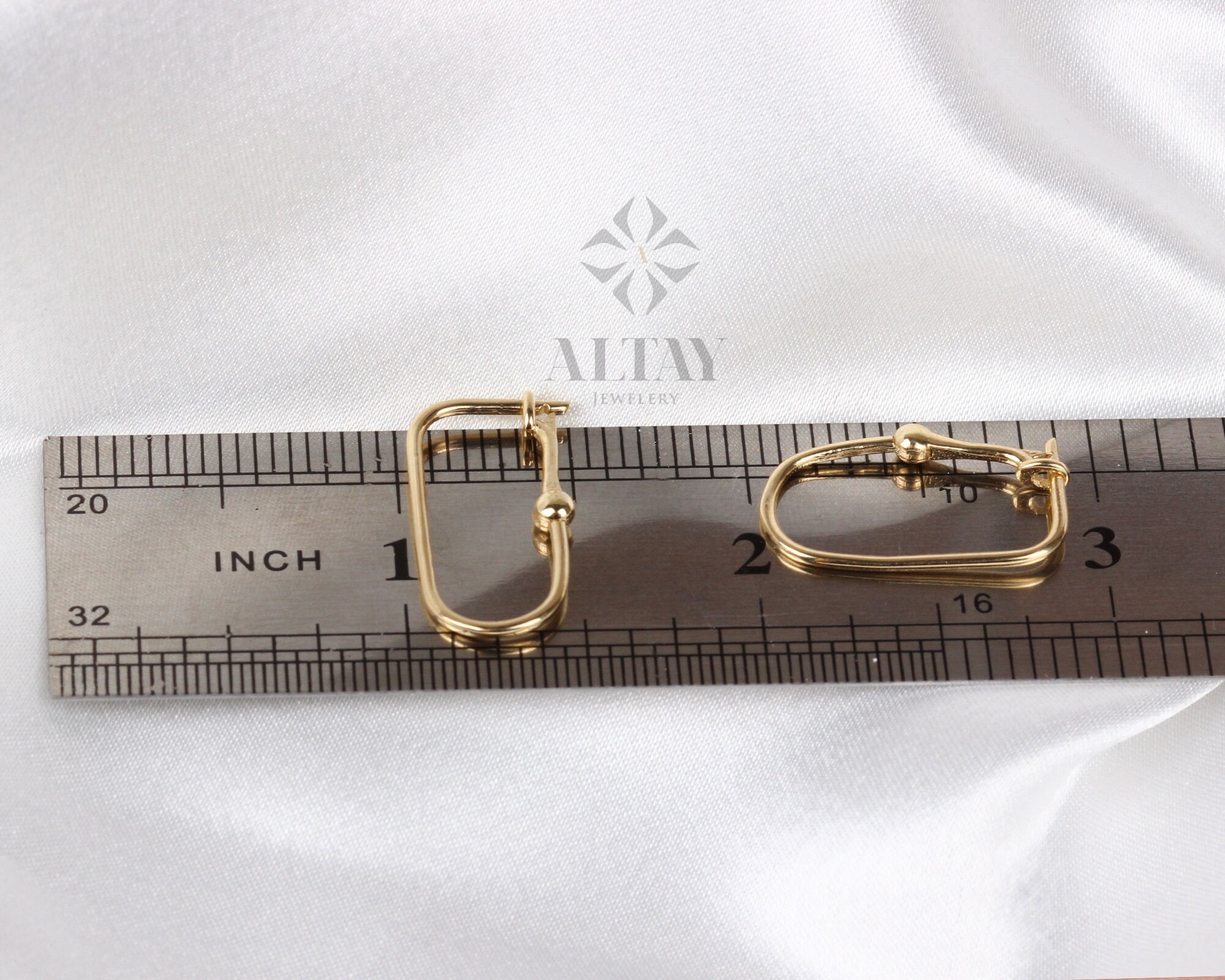 14K Gold Plain Rectangle Earrings, Simple Hoop Earrings, Tiny Drop Dainty Earring, Dainty Delicate Gift For Her, Mothers Day Gift