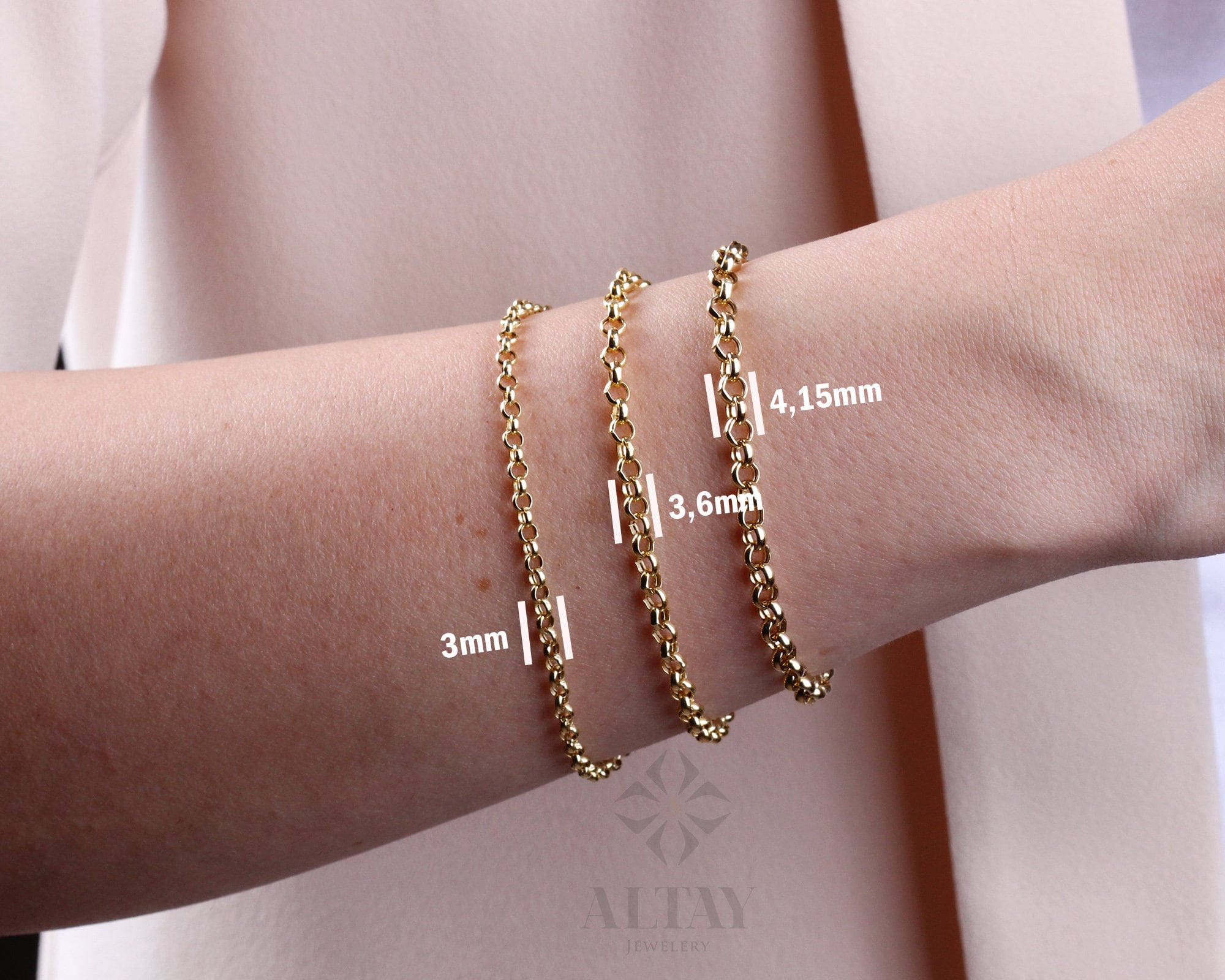 14K Gold Rolo Chain Bracelet, 3mm 4mm 5mm Gold Link Belcher Chain Bracelet, Oval Rolo Men Women Bracelet, Dainty Stacking Bracelet