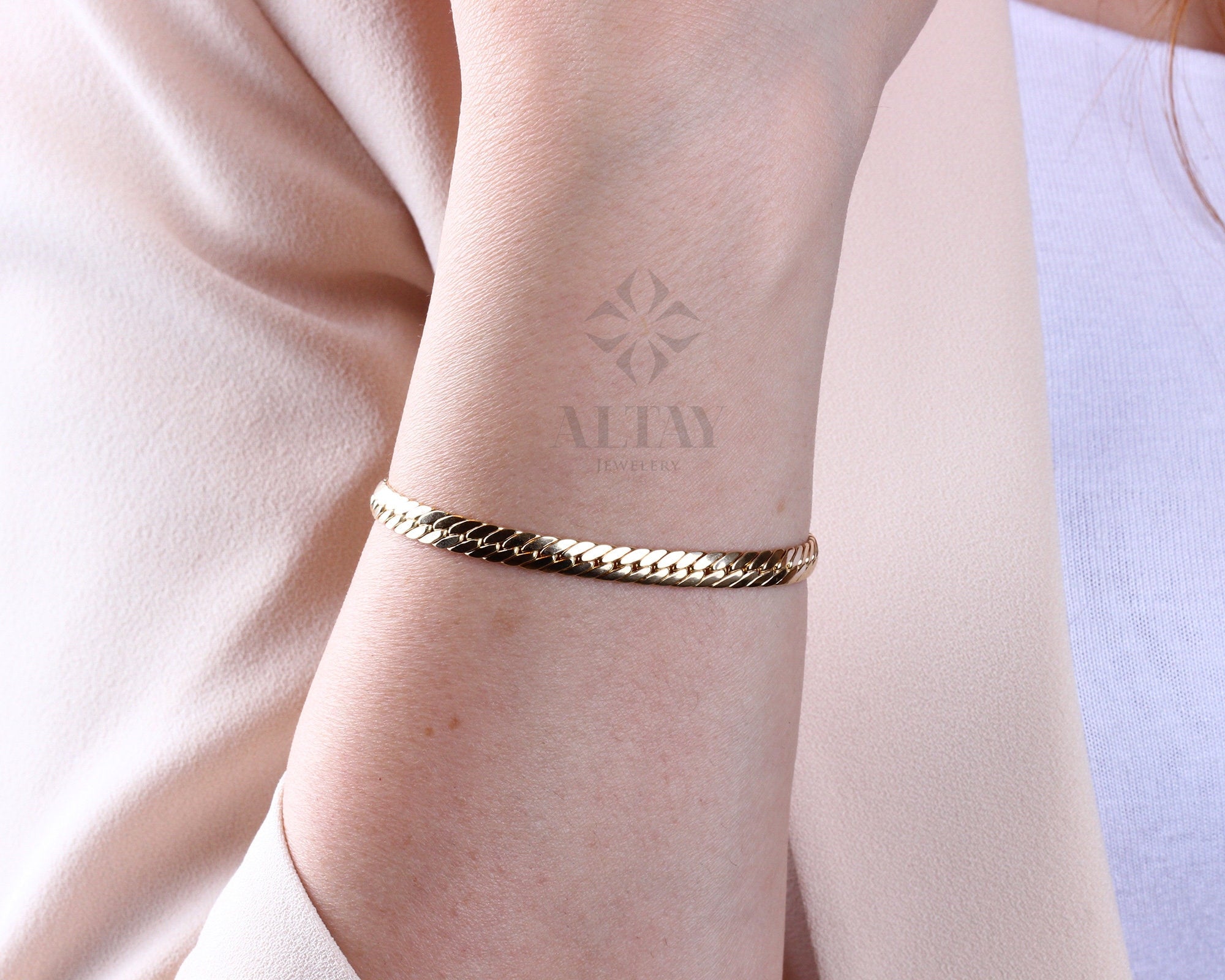 14K Gold 5MM Cuban Link Bracelet, Curb Chain Bracelet, Bold Link Chunky Vintage Chain Anklet, Men Women Stacking Bracelet, Gift For Her