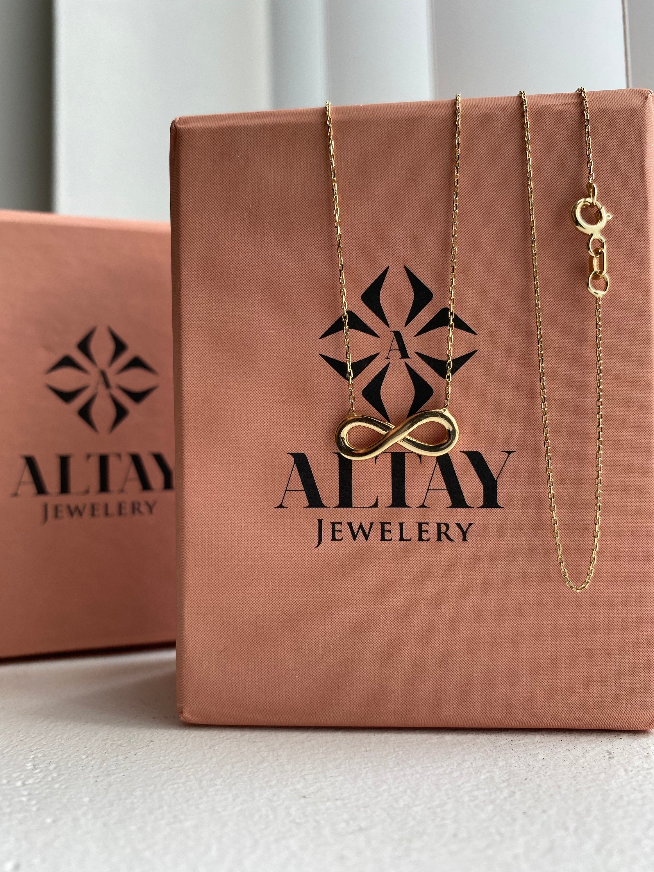 14K Solid Gold Infinity Necklace, Eternity Pendant, Minimalist Dainty Endlessness Charm, Charm Necklace, Delicate Fashion, Gift for Her