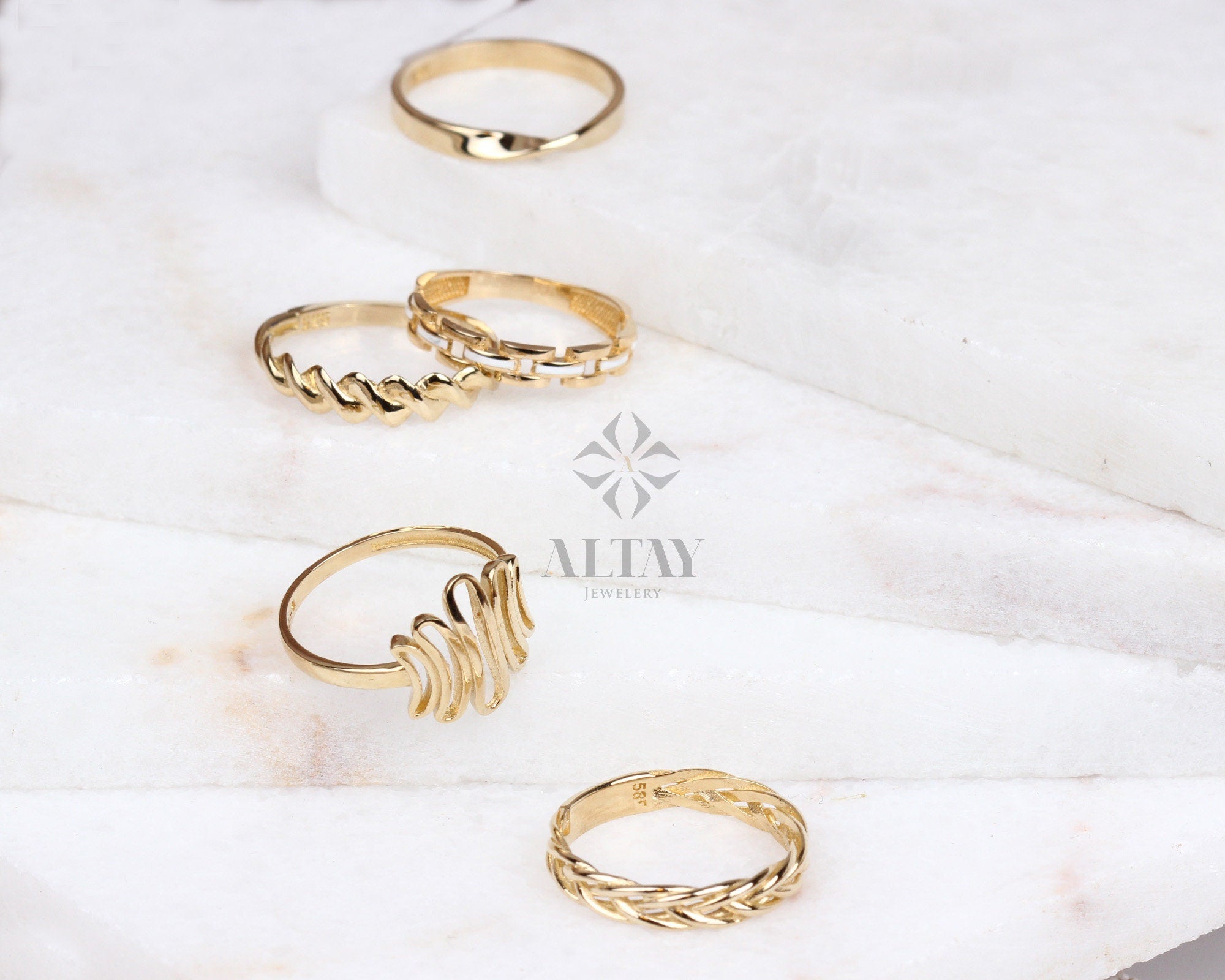 14K Gold Twisted Band Ring, Dainty Rope Style Gold Ring, Minimal Real Gold Ring, Everyday Stacking Band, Gift for Her