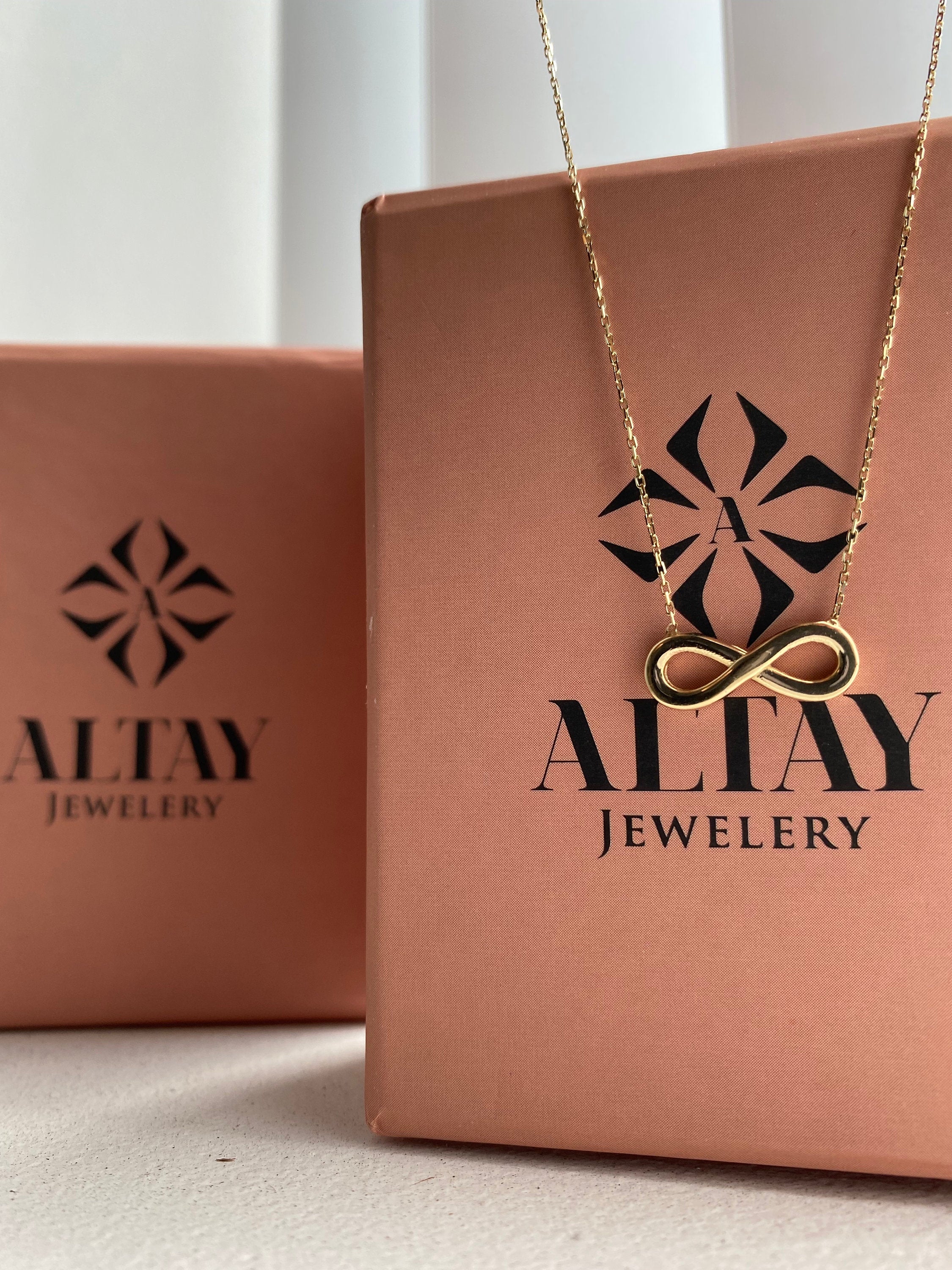 14K Solid Gold Infinity Necklace, Eternity Pendant, Minimalist Dainty Endlessness Charm, Charm Necklace, Delicate Fashion, Gift for Her