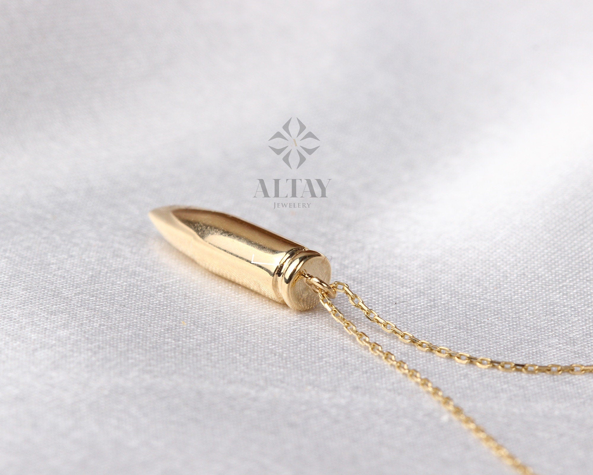 14K Gold Bullet Necklace, 4mm Bullet Pendant, Personalized Bullet Charm Jewelery, Engraved Bullet Choker, Soldier Jewelry, Custom Gold Gift