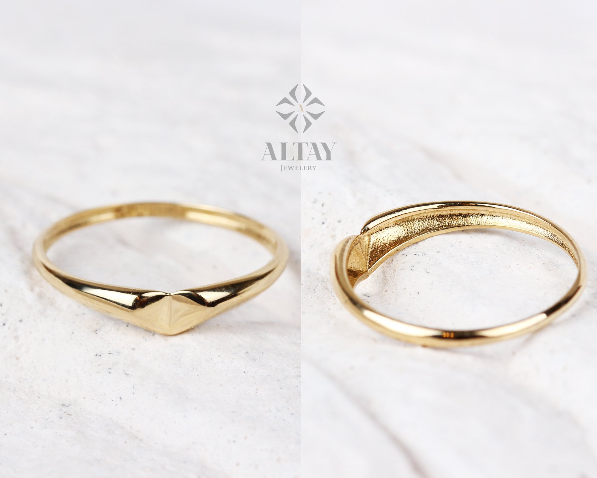 14K Solid Gold Heart Ring, Thin Heart Ring, Minimalist Dainty Stackable Ring, Promise Ring, Valentine Heart Ring, Love Shape, Gift For Her