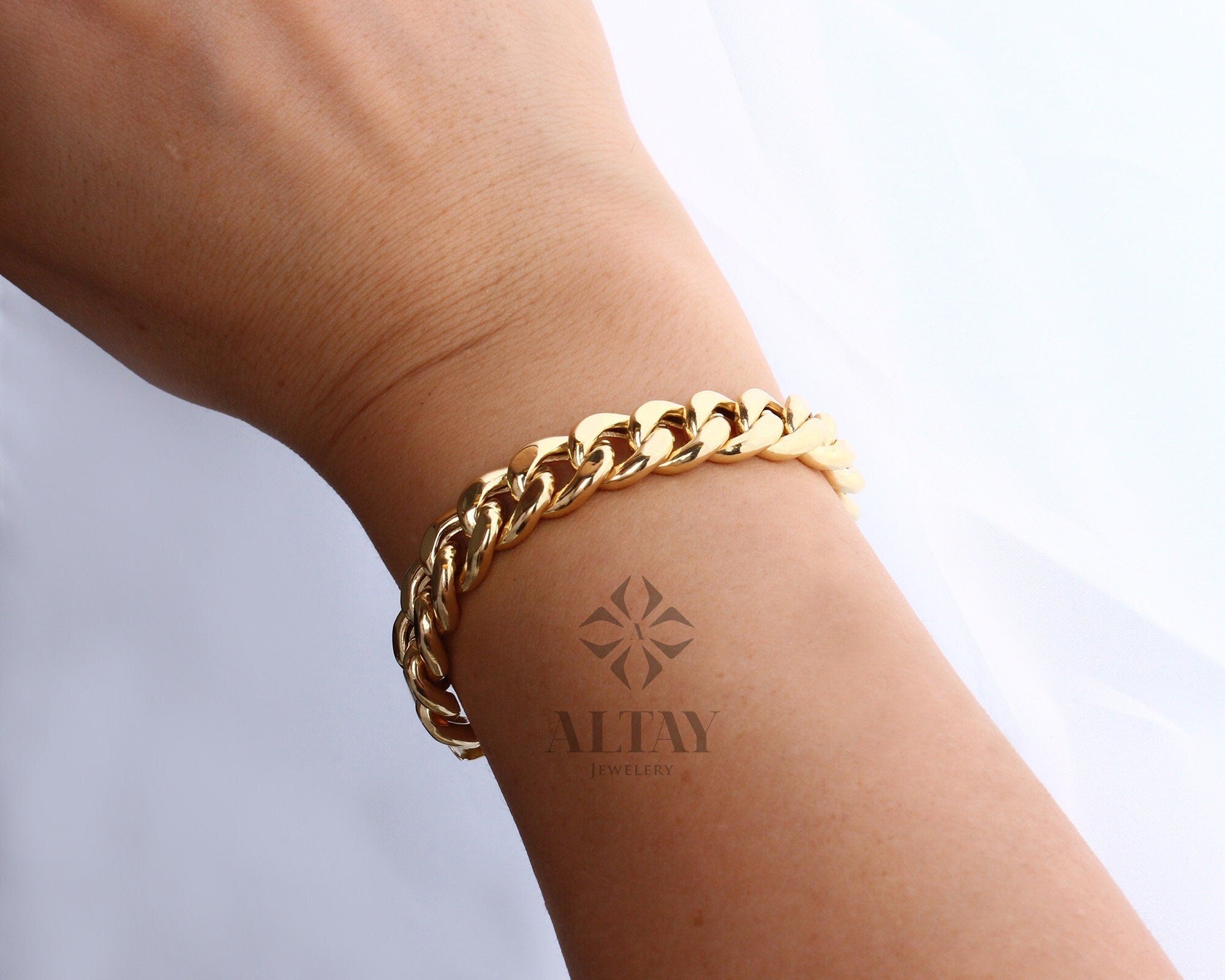 14K Gold 10MM Cuban Link Bracelet, Layering Chain, Chunky Retro Chain, Bold Link, Gift For Her, Stacking Bracelet, Unisex Bracelet