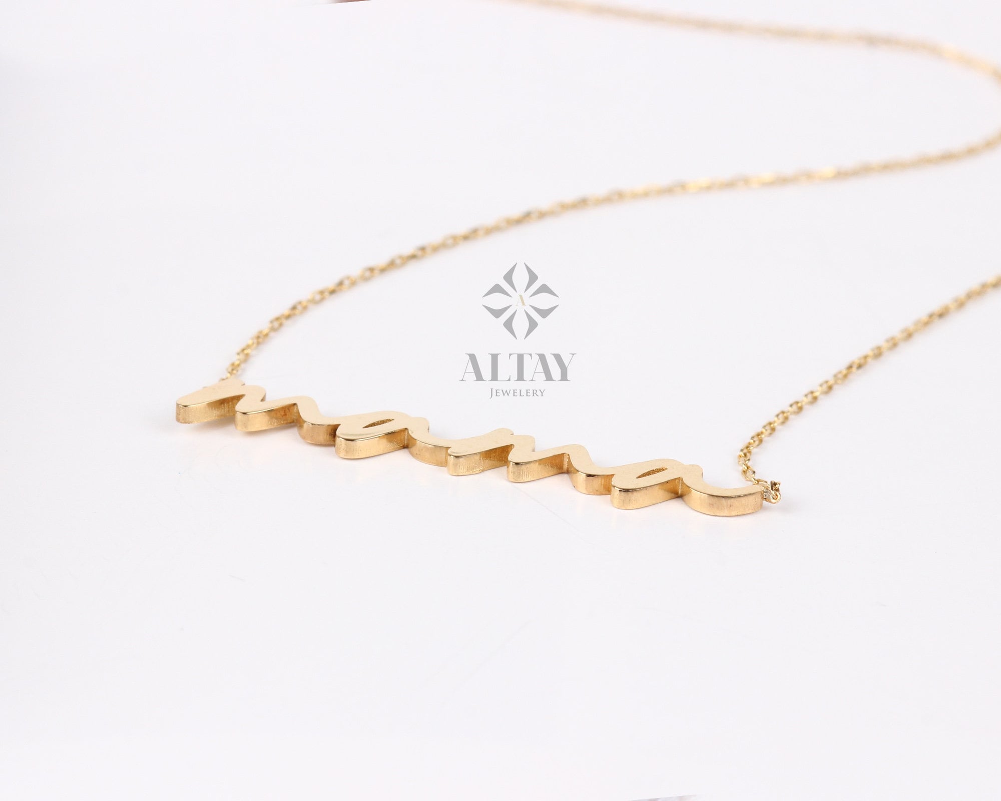 14K Gold Mama Necklace, Cursive Mama Pendant, Custom Made Mama Choker, Mothers Day Gift, New Mom Gift, Special Name Necklace