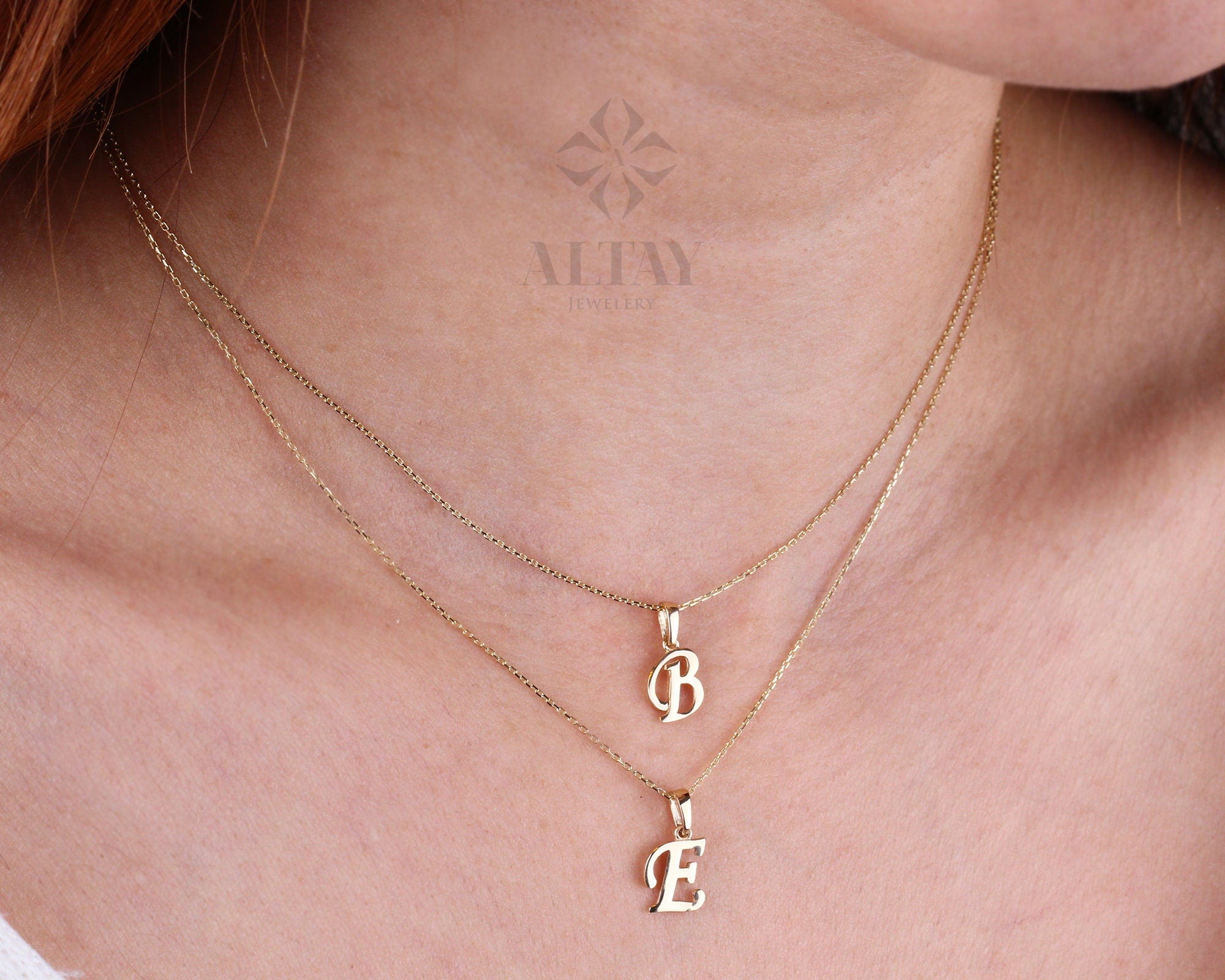 14K Gold Cursive Initial Necklace, Initial Charm Letter Necklace, Personalized Initial Necklace, Alphabet Script Necklace, Christmas Gift