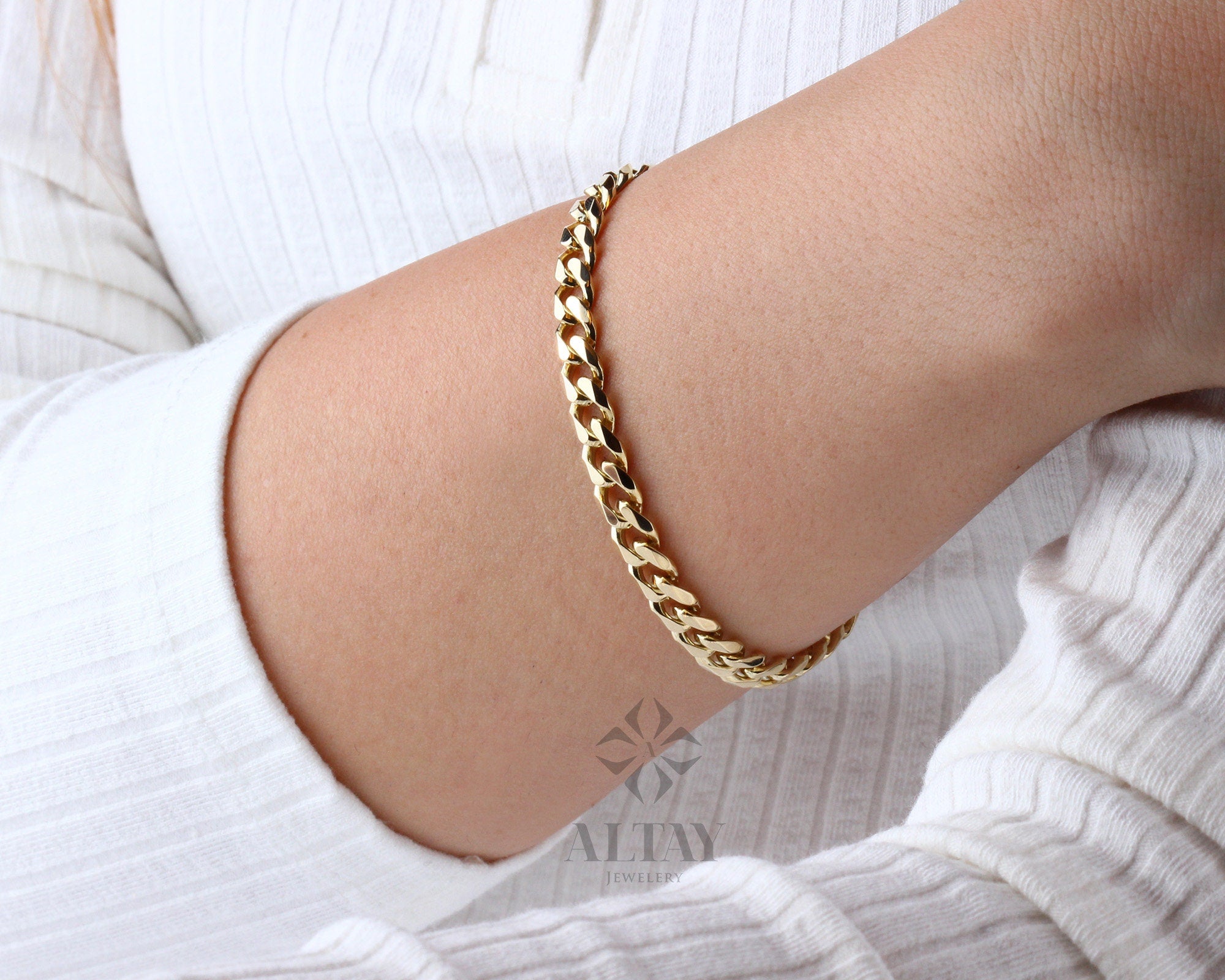 14K Solid Gold 6 MM Cuban Link Bracelet, Miami Chain, Curb Chunky Retro Chain, Bold Link, Stacking Bracelet, Unisex Bracelet, Gift For Wife