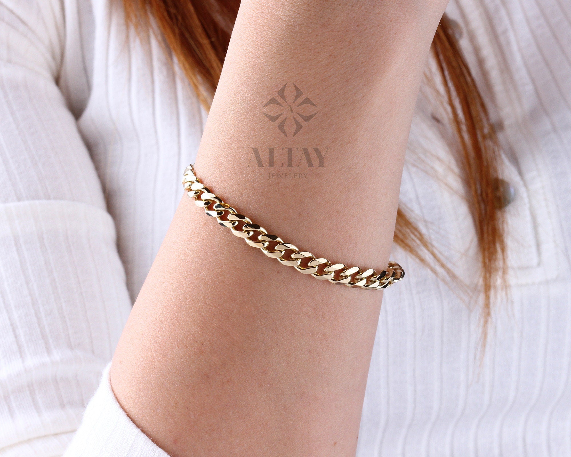 14K Solid Gold 6 MM Cuban Link Bracelet, Miami Chain, Curb Chunky Retro Chain, Bold Link, Stacking Bracelet, Unisex Bracelet, Gift For Wife
