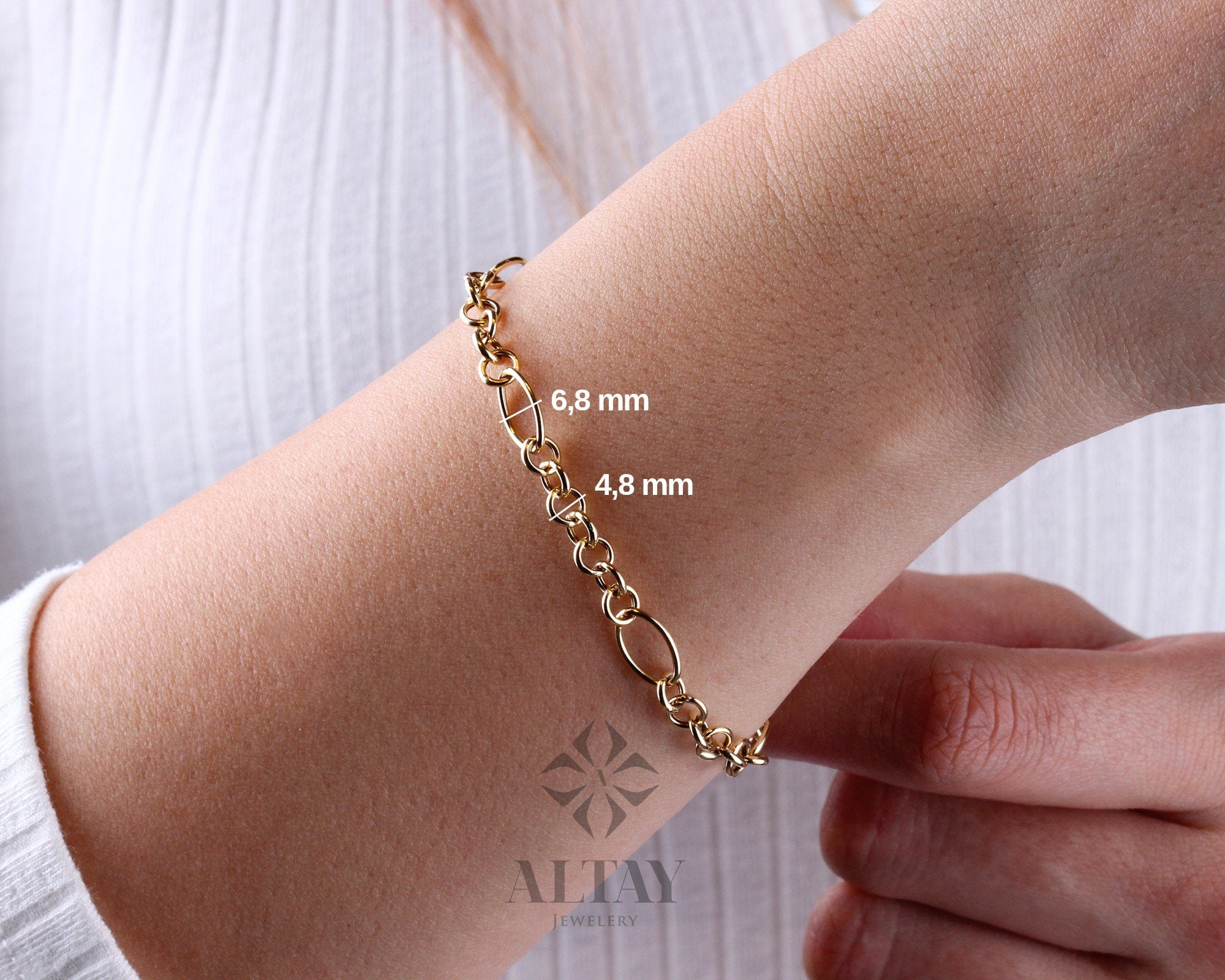 14K Gold Chain Bracelet, Rolo Chain Bracelet, Oval Links Anklet, Chunky Vintage Chain Bracelet, Women Stacking Bracelet, Stacking Bracelet