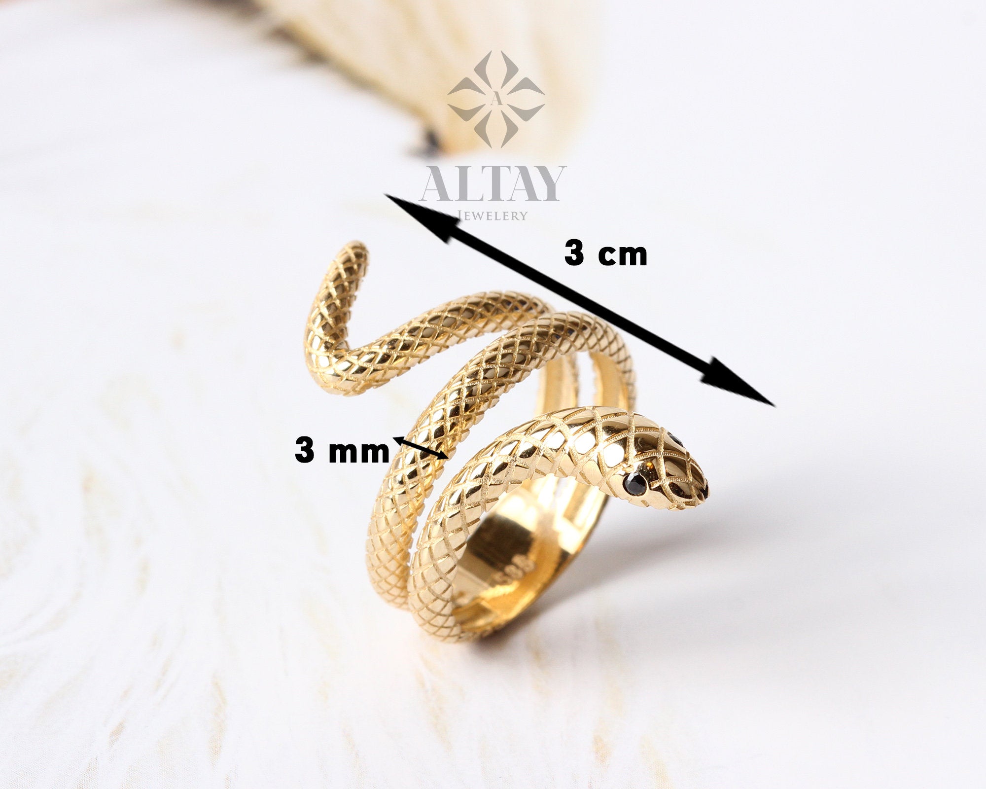 14K Gold Snake Ring, Wrap Snake Band, Circle Serpent Jewelry, Dainty Stacking Animal Rings, Snake Style Ring, Open Band Statement Wrap Ring