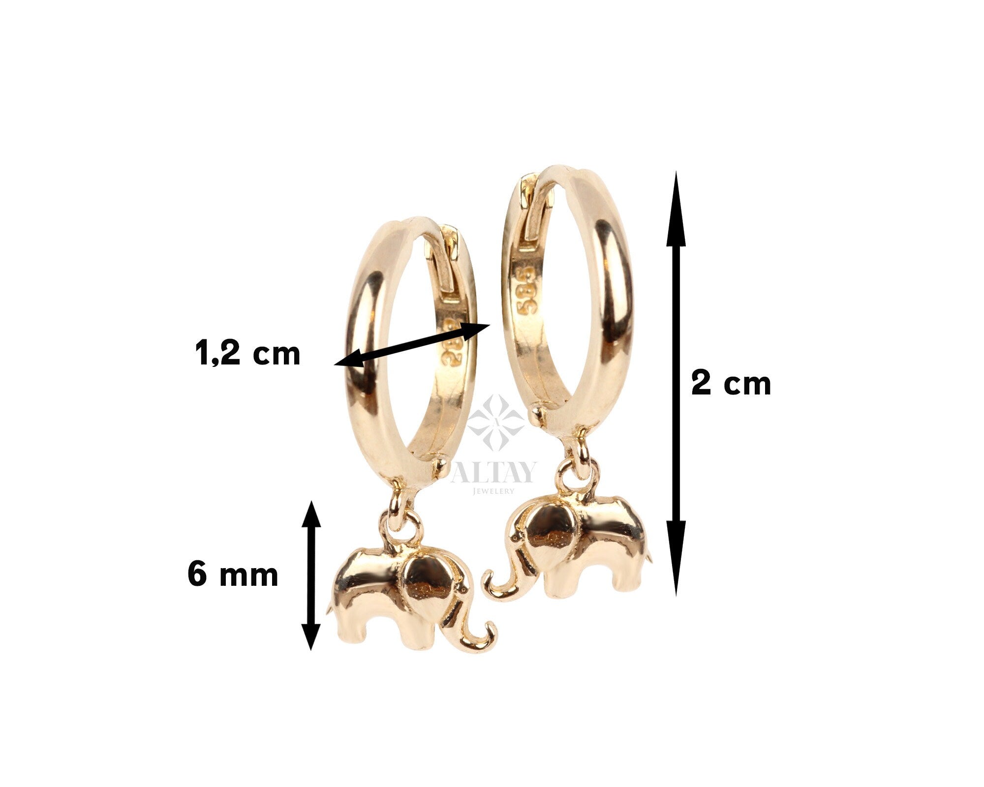 14K Solid Gold Elephant Earring, Huggie Gold Earring, Animal Hoop Gold Earring, Minimalist Hoop Earring, Good Fortune Symbol, Gift for Her