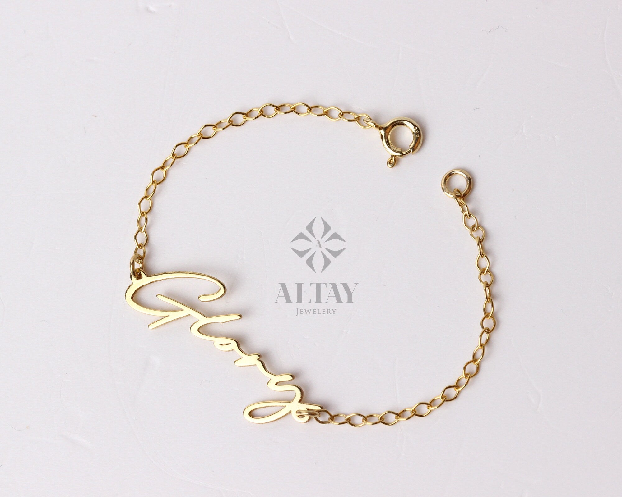 14K Gold Name Bracelet, Initial Bracelet, Cursive Letter Bracelets, Gold Customized Bracelet, Personalized Gold, Name Anklet, Custom Gift