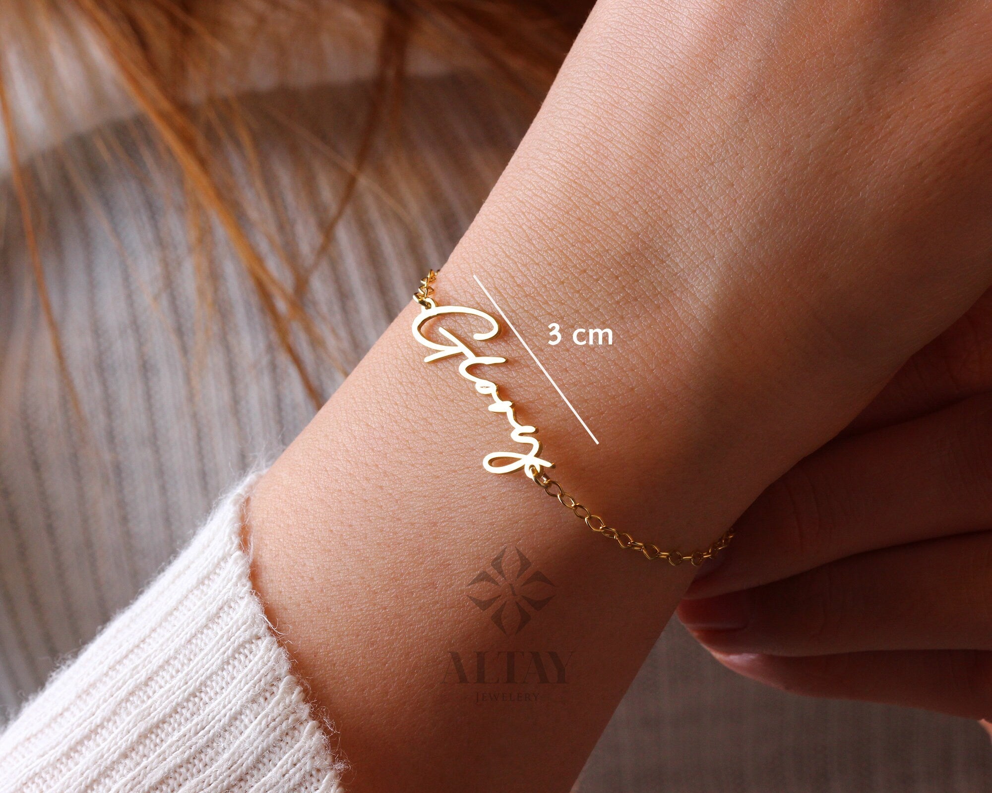 14K Gold Name Bracelet, Initial Bracelet, Cursive Letter Bracelets, Gold Customized Bracelet, Personalized Gold, Name Anklet, Custom Gift