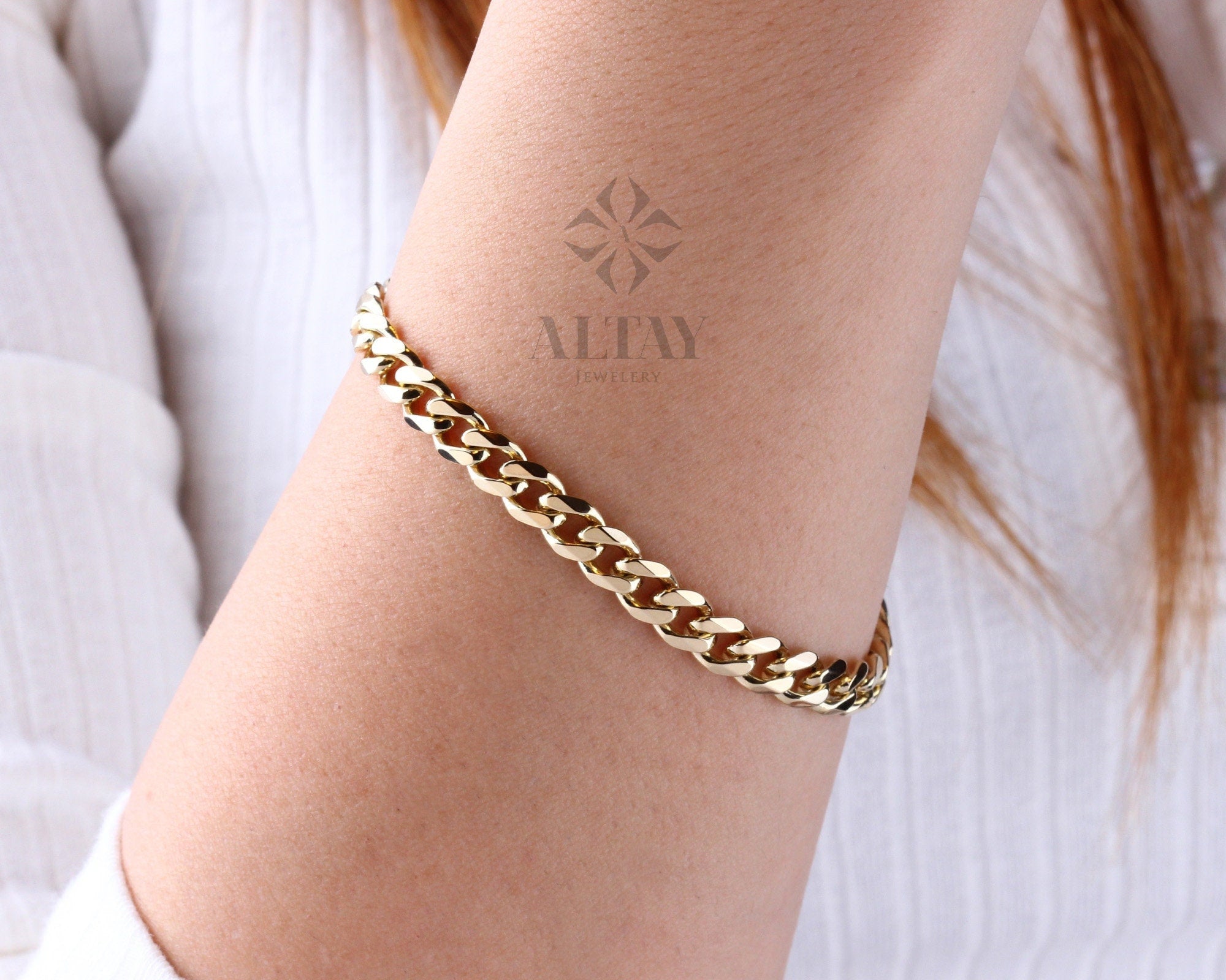14K Solid Gold 6 MM Cuban Link Bracelet, Miami Chain, Curb Chunky Retro Chain, Bold Link, Stacking Bracelet, Unisex Bracelet, Gift For Her