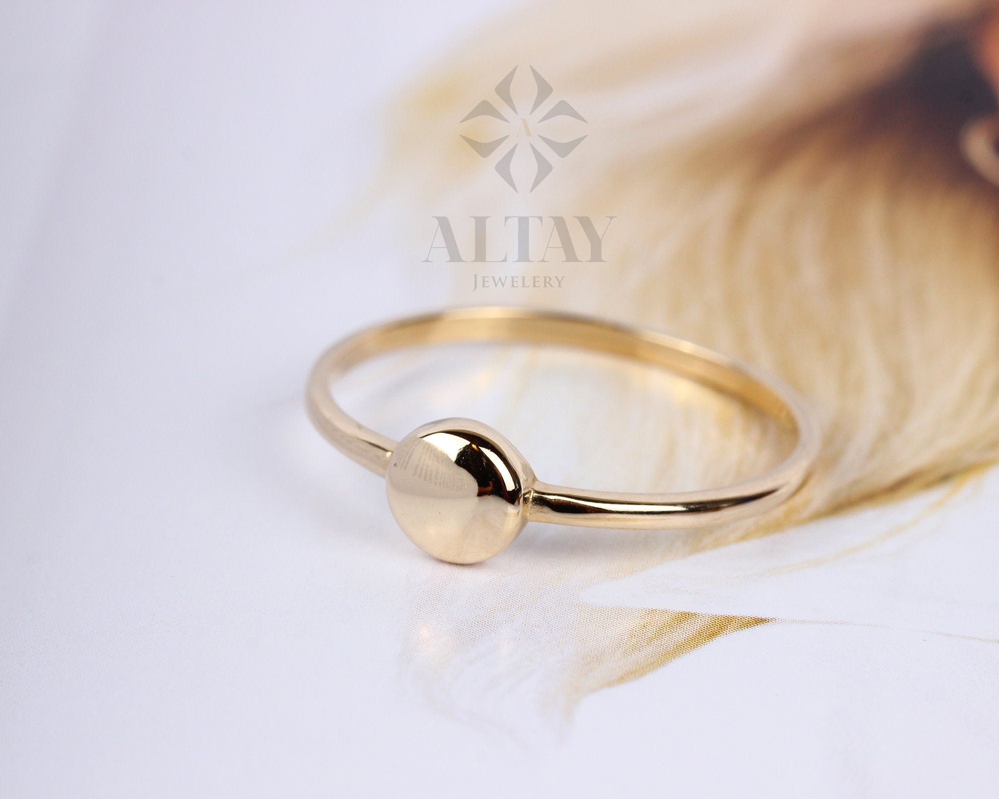 14K Initial Gold Ring, Personalized Bead Rings, Minimalist Rings, Gold Letter Ring, Dainty Letter Ring, Single Bead Letter Ring, Gift