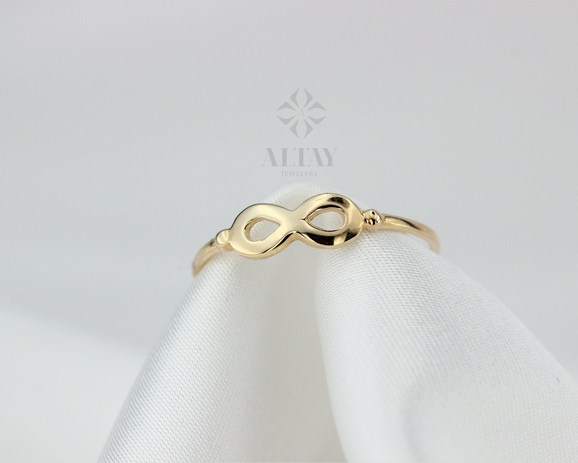 14K Solid Gold Infinity Ring, Wedding Band, Engagement Ring, Long Life Symbol, Gift For Her, Minimalist Fine Jewelry, Everydaywear Jewelry