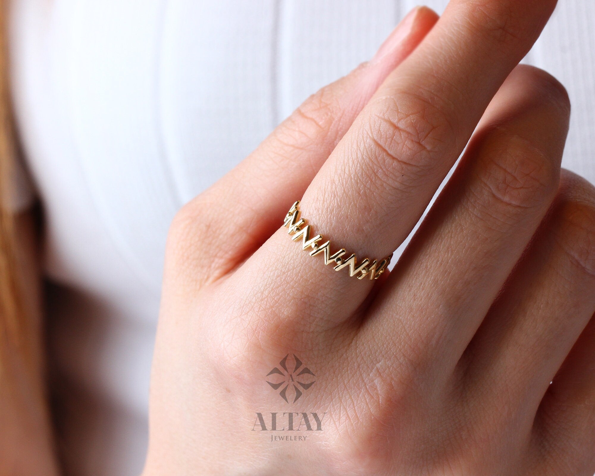 14K Gold Zigzag Ring, Tiny Gold Ring, Statement Ring, Sticks Ring, Unique Design, Minimalist Gold Ring, Dainty Ring, Gift For Her