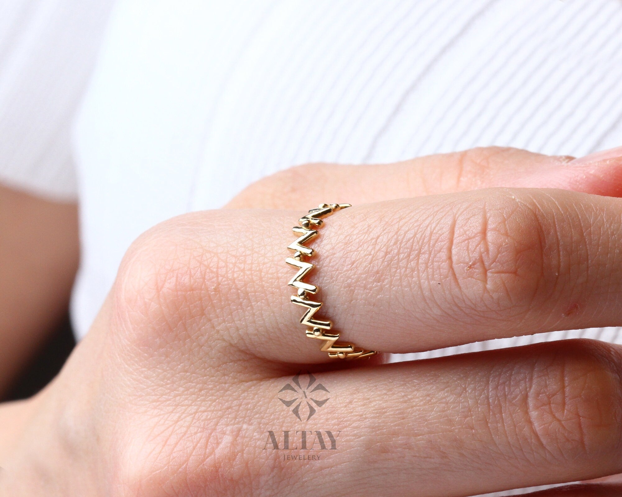 14K Gold Zigzag Ring, Tiny Gold Ring, Statement Ring, Sticks Ring, Unique Design, Minimalist Gold Ring, Dainty Ring, Gift For Her