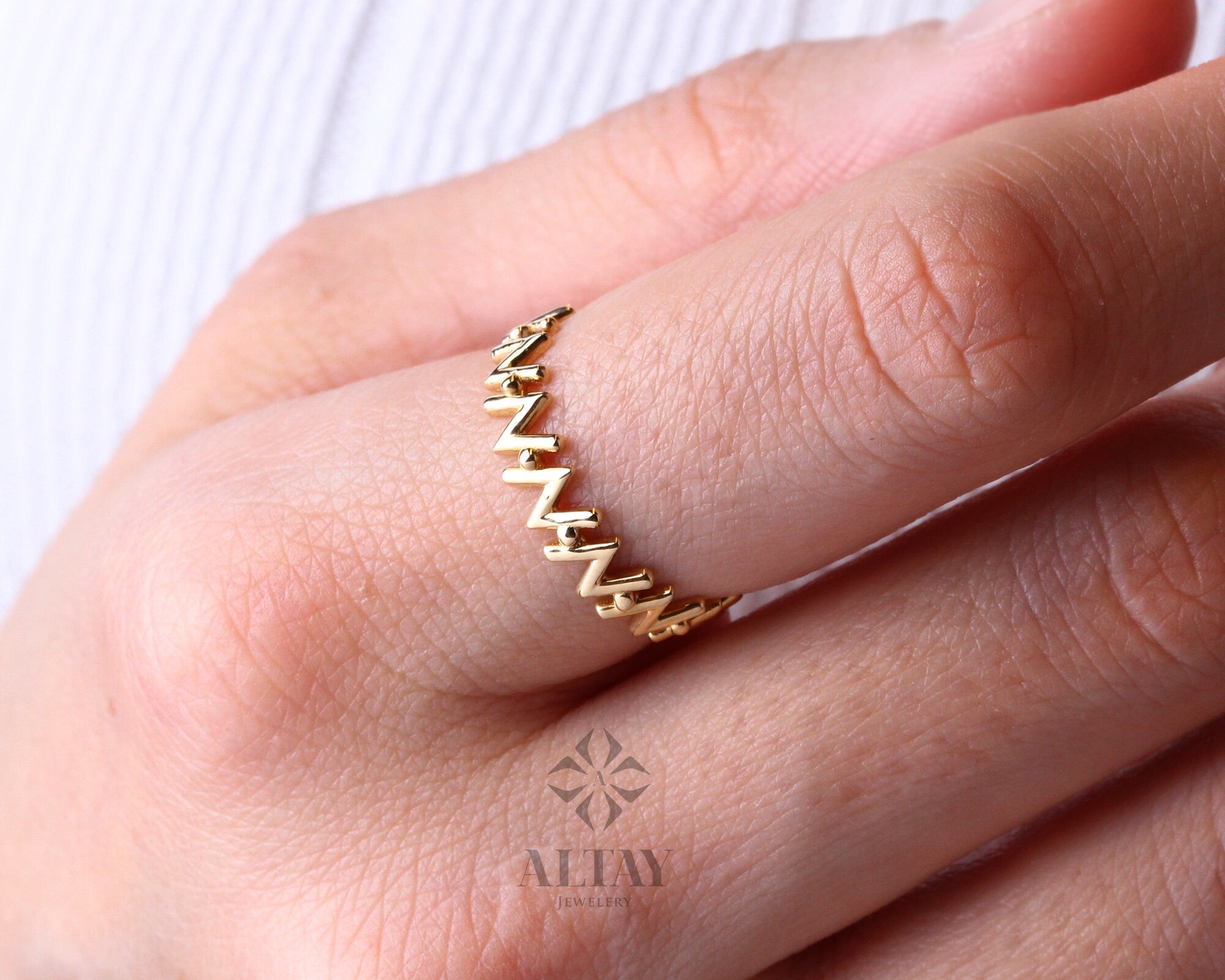 14K Gold Zigzag Ring, Tiny Gold Ring, Statement Ring, Sticks Ring, Unique Design, Minimalist Gold Ring, Dainty Ring, Gift For Her