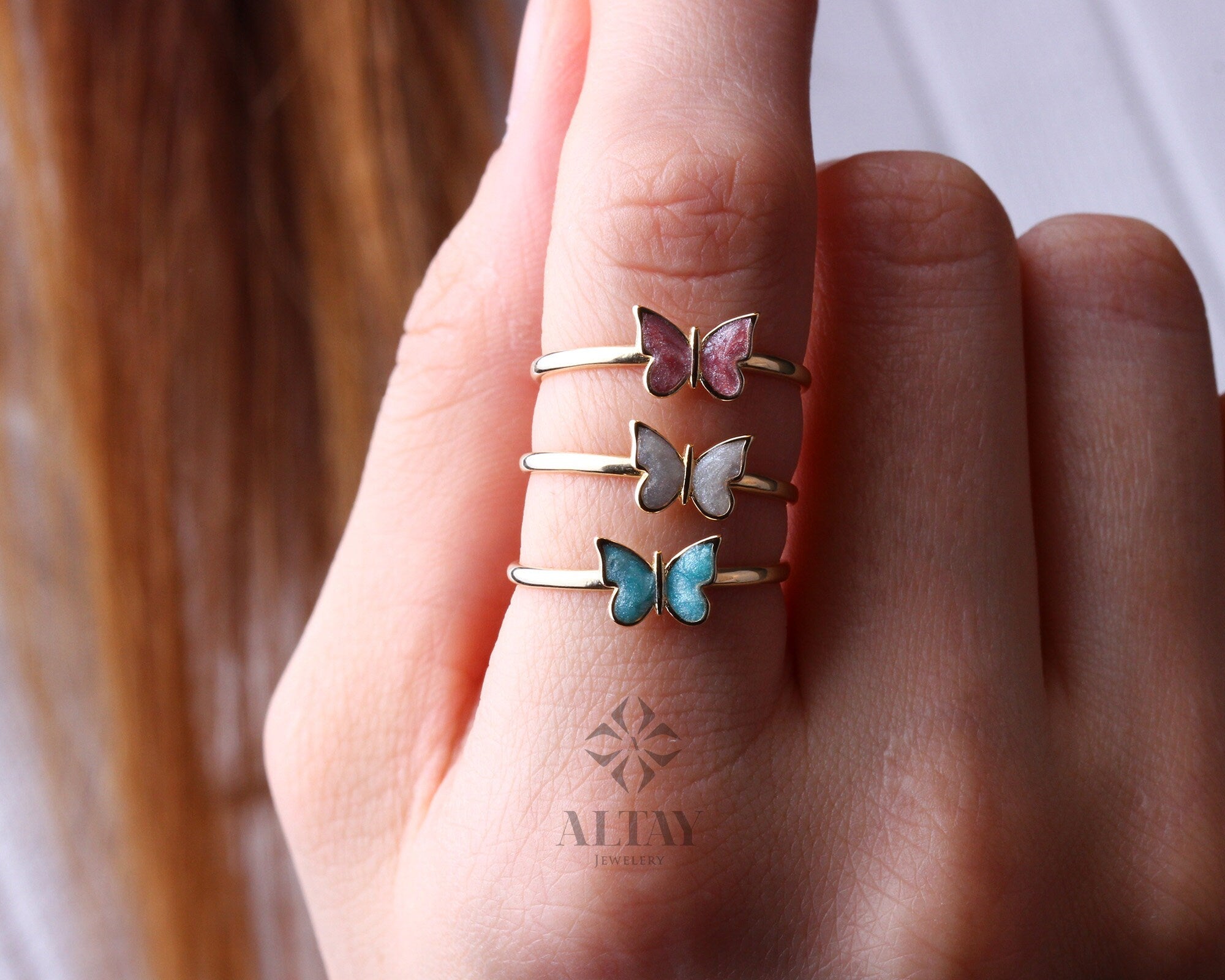 14K Gold Butterfly Ring, Dainty Gold Stacking Ring, Statement Valentine's Day Ring, Minimalist Everyday Fine Jewelry, Gift for Her,