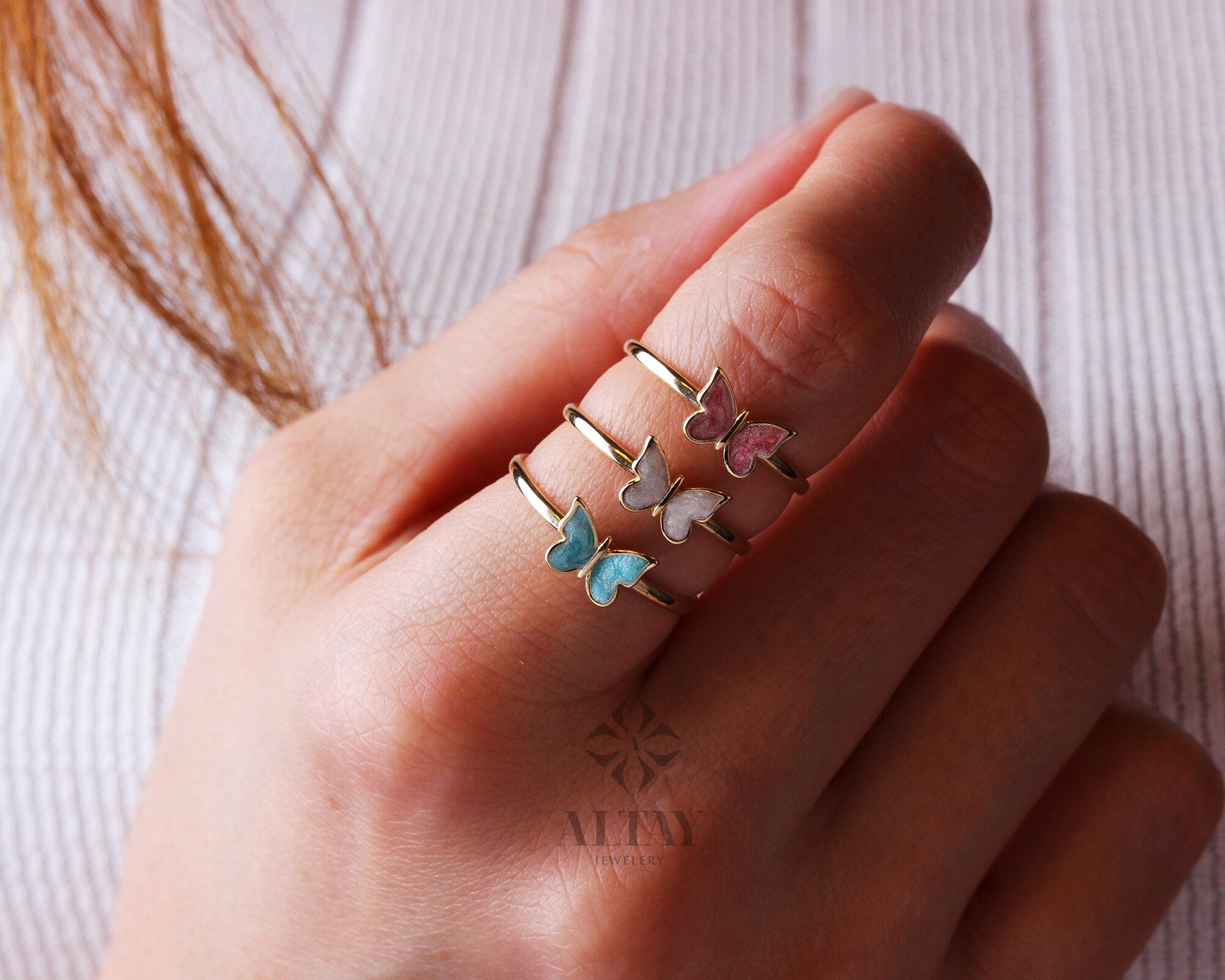 14K Gold Butterfly Ring, Dainty Gold Stacking Ring, Statement Valentine's Day Ring, Minimalist Everyday Fine Jewelry, Gift for Her,