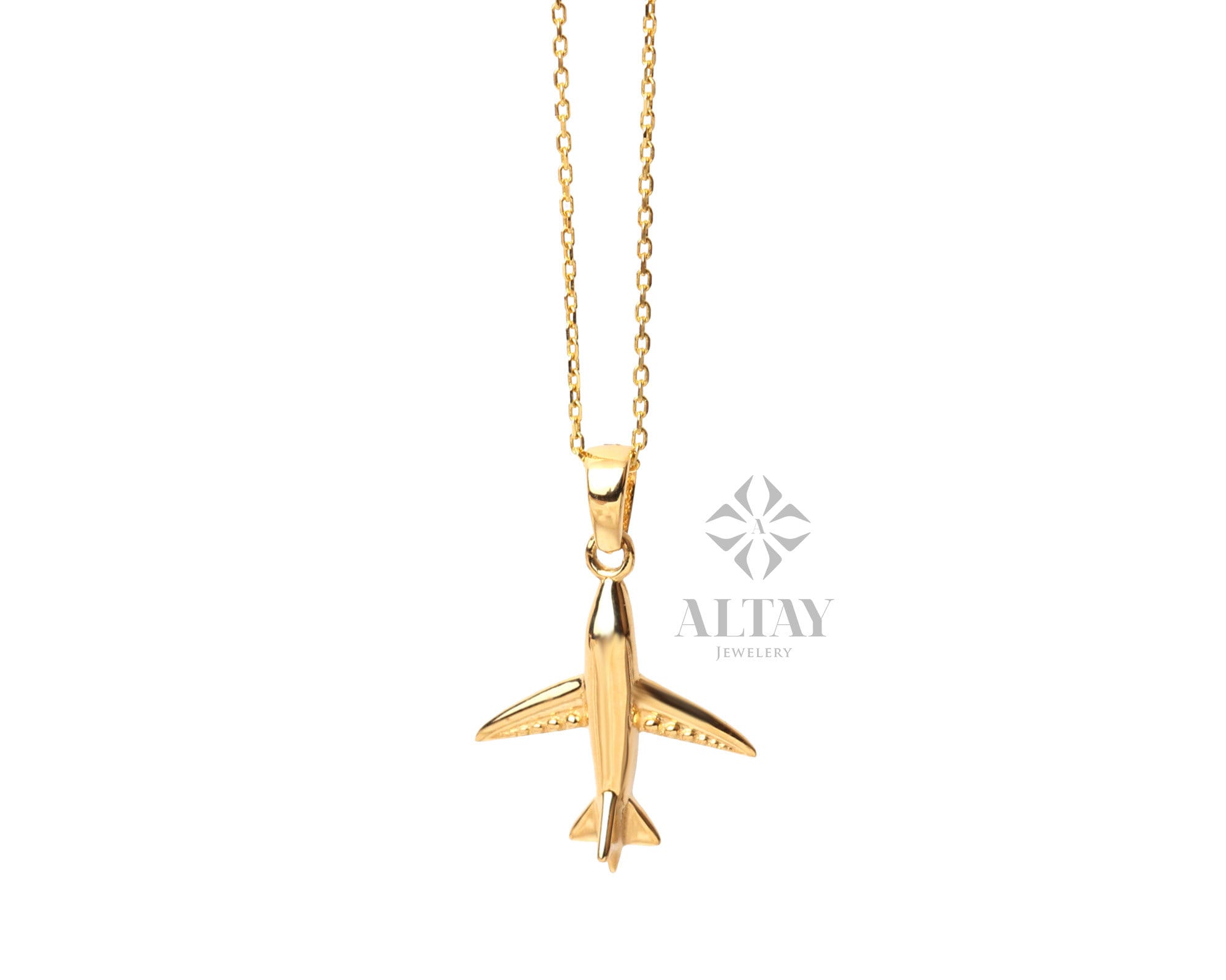 14K Gold Airplane Necklace, Plane Choker, Travel Necklace, Pilots Flight Attendant Gifts, Airplane Charm, Aviation Graduation Gifts for Her