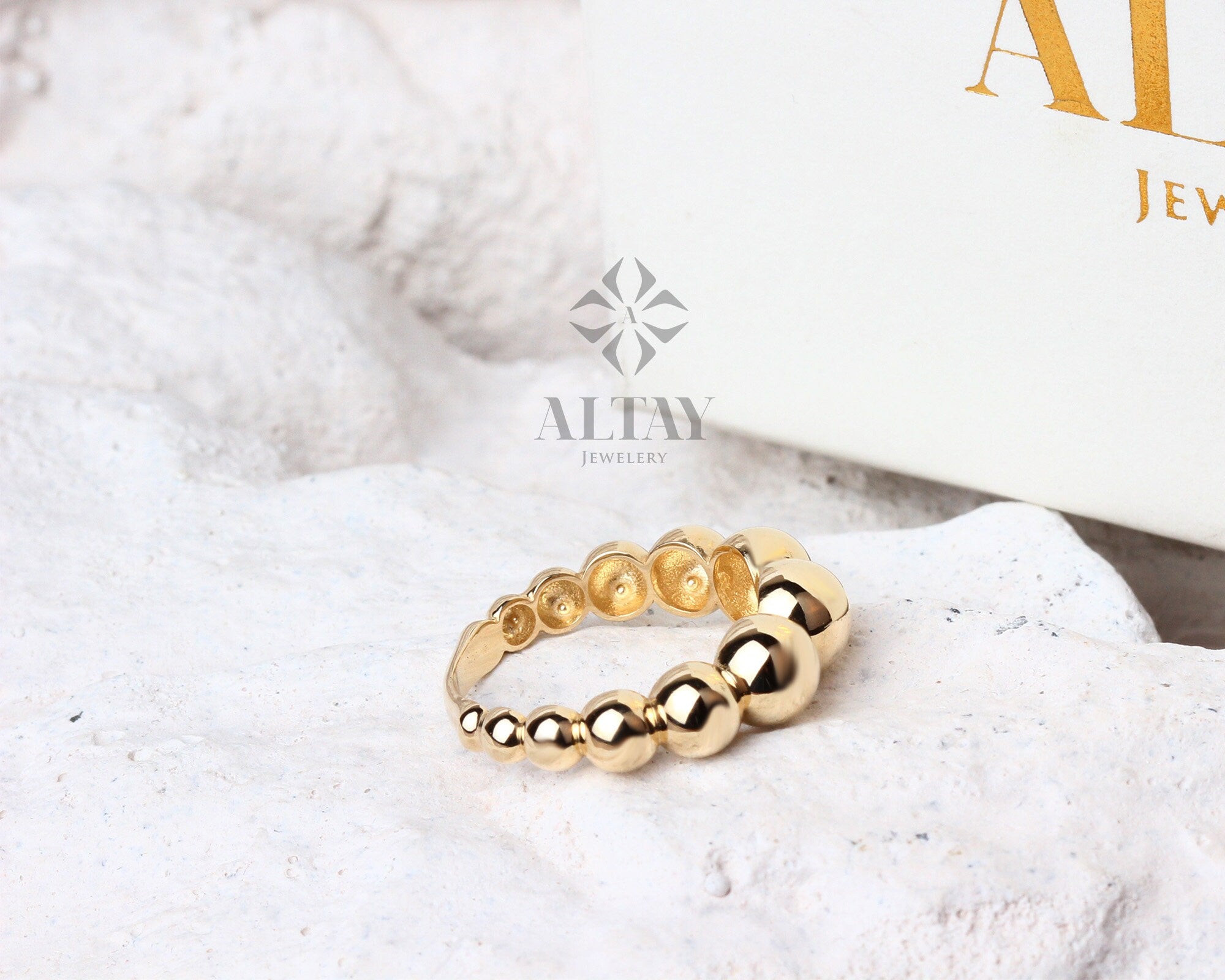 14K Gold Bead Ring, 14K Wedding Band, Bead Band, Beaded Gold Ring, Minimalist 14K Gold Bead Ring, Dainty Ring, Stacking Ring, Wedding Ring