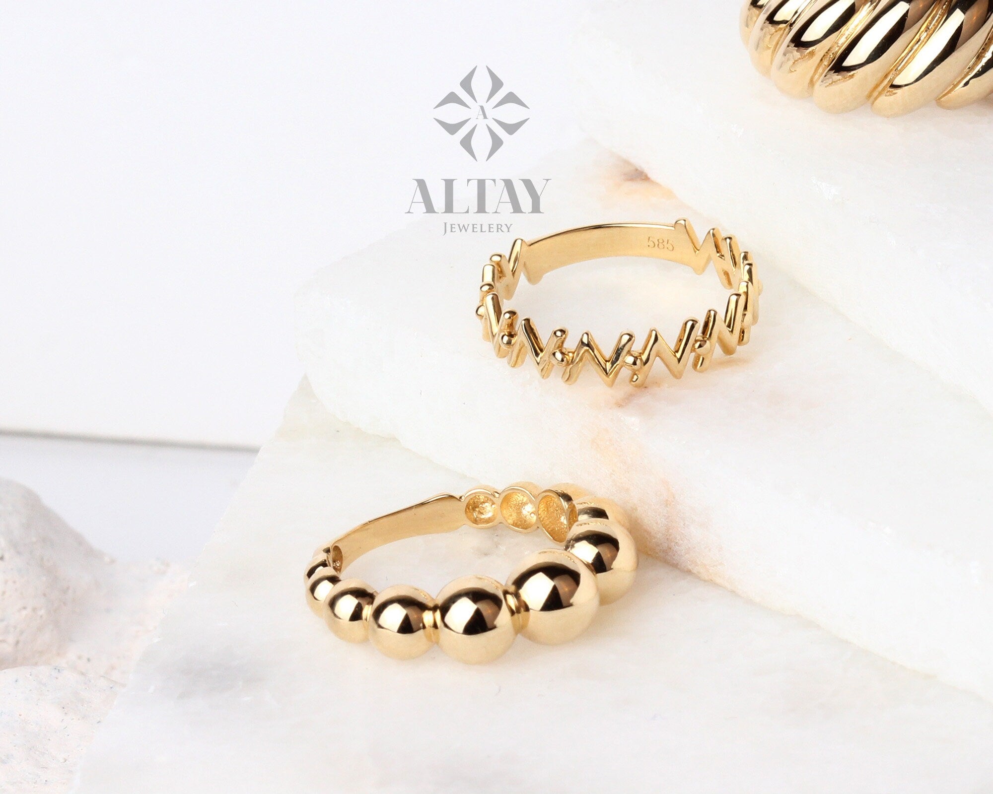 14K Gold Bead Ring, 14K Wedding Band, Bead Band, Beaded Gold Ring, Minimalist 14K Gold Bead Ring, Dainty Ring, Stacking Ring, Wedding Ring