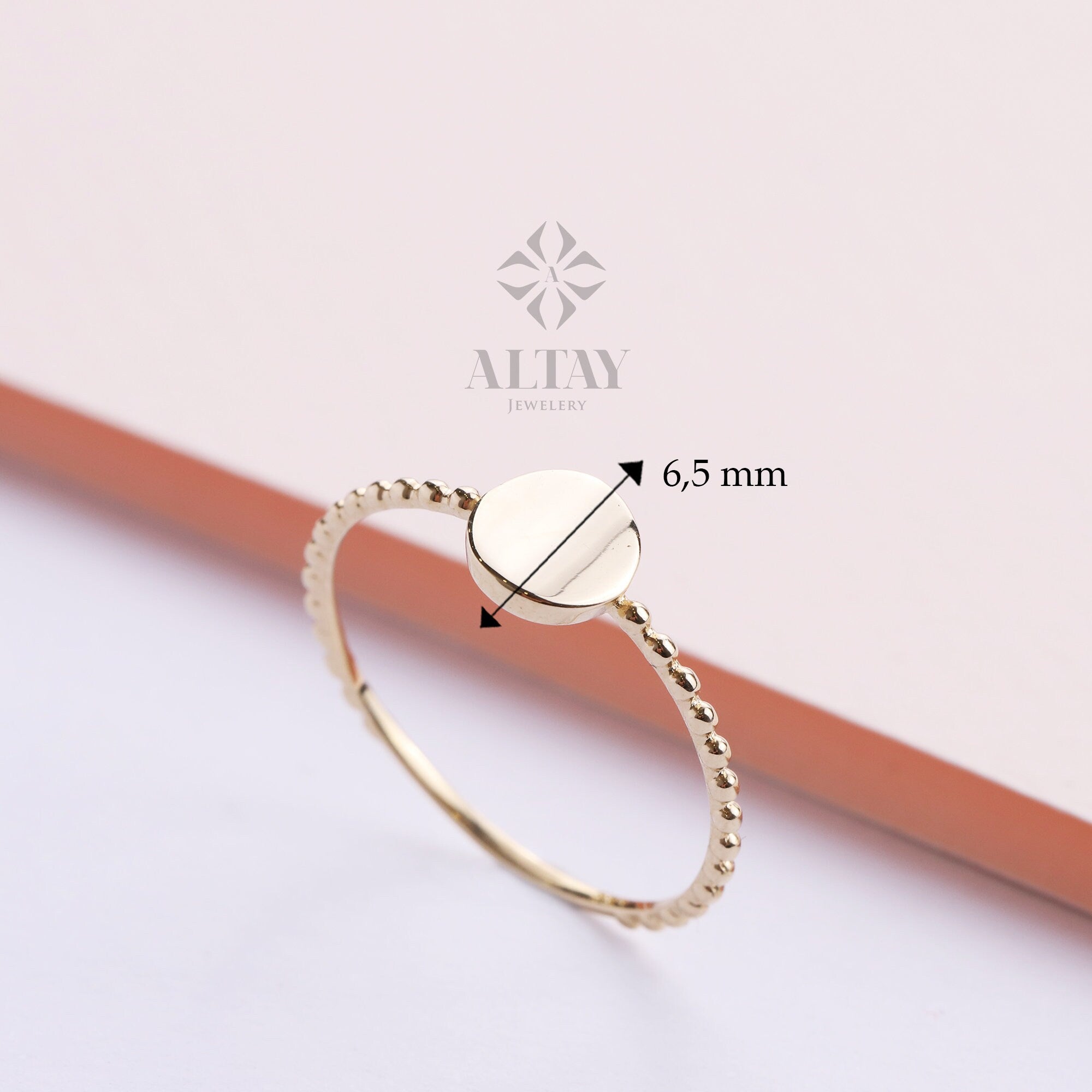 14K Bead Gold Ring, Personalized Initial Rings, Minimalist Rings, Gold Letter Ring, Dainty Letter Ring, Single Bead Letter Ring, Gift