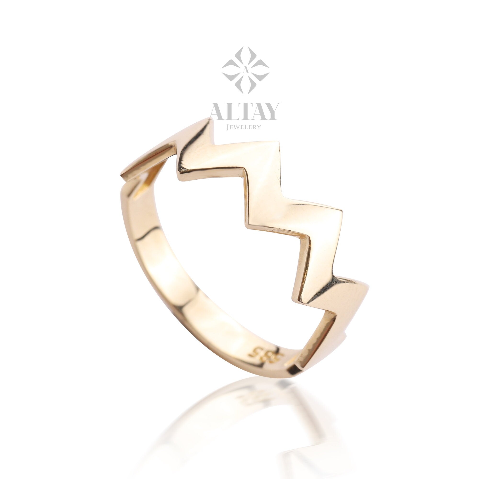 14K Gold Zigzag Ring, Tiny Gold Ring, Statement Ring, Wave Ring, Unique Design, Minimalist Gold Ring, Dainty Ring, Gift For Her