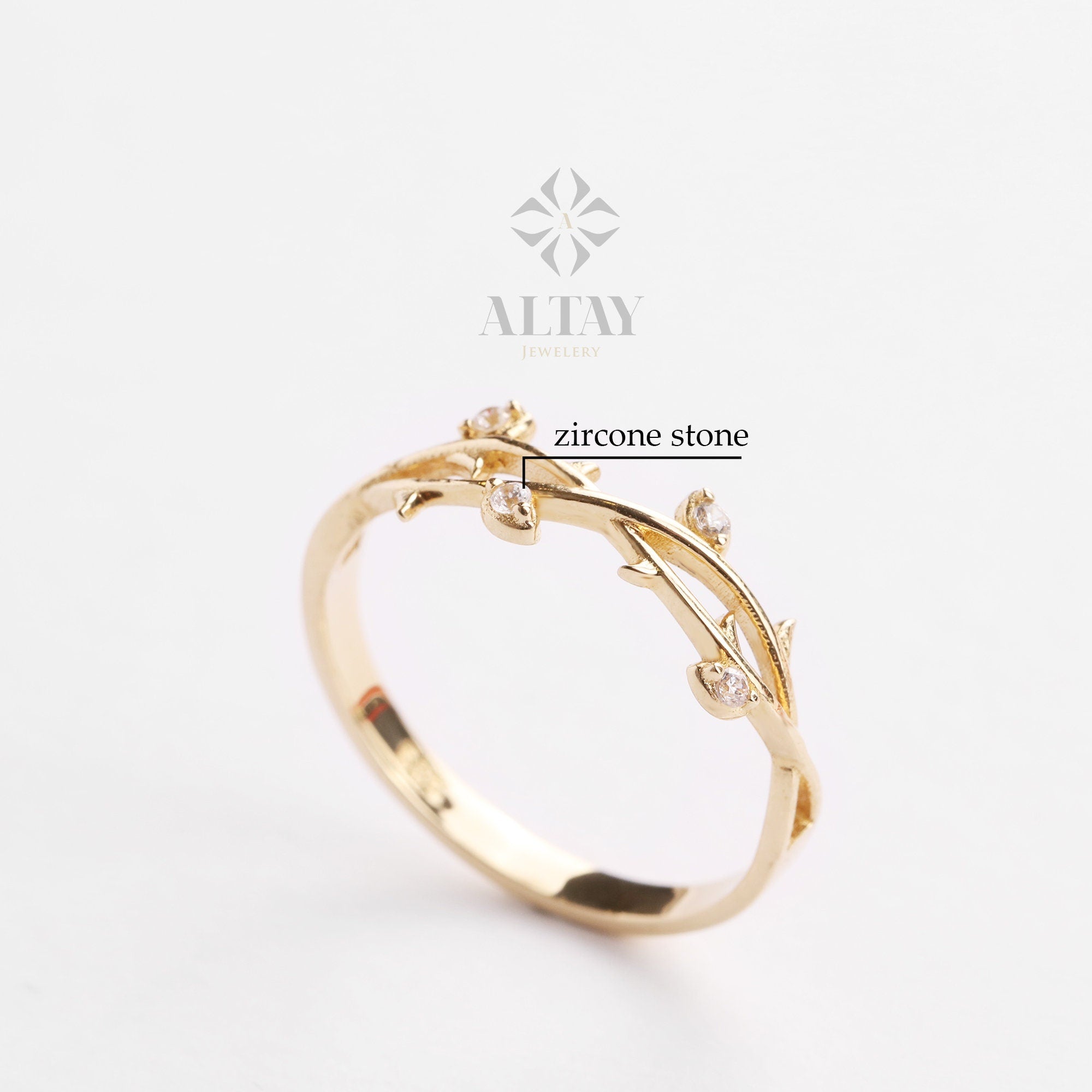 14K Gold Leaf Branch Ring, Gold Leaf Twig Ring, Gold Vine Ring, Layering Ring, Vine Ring, Laurel Ring, Nature Jewelry, Tree Ring, Gift