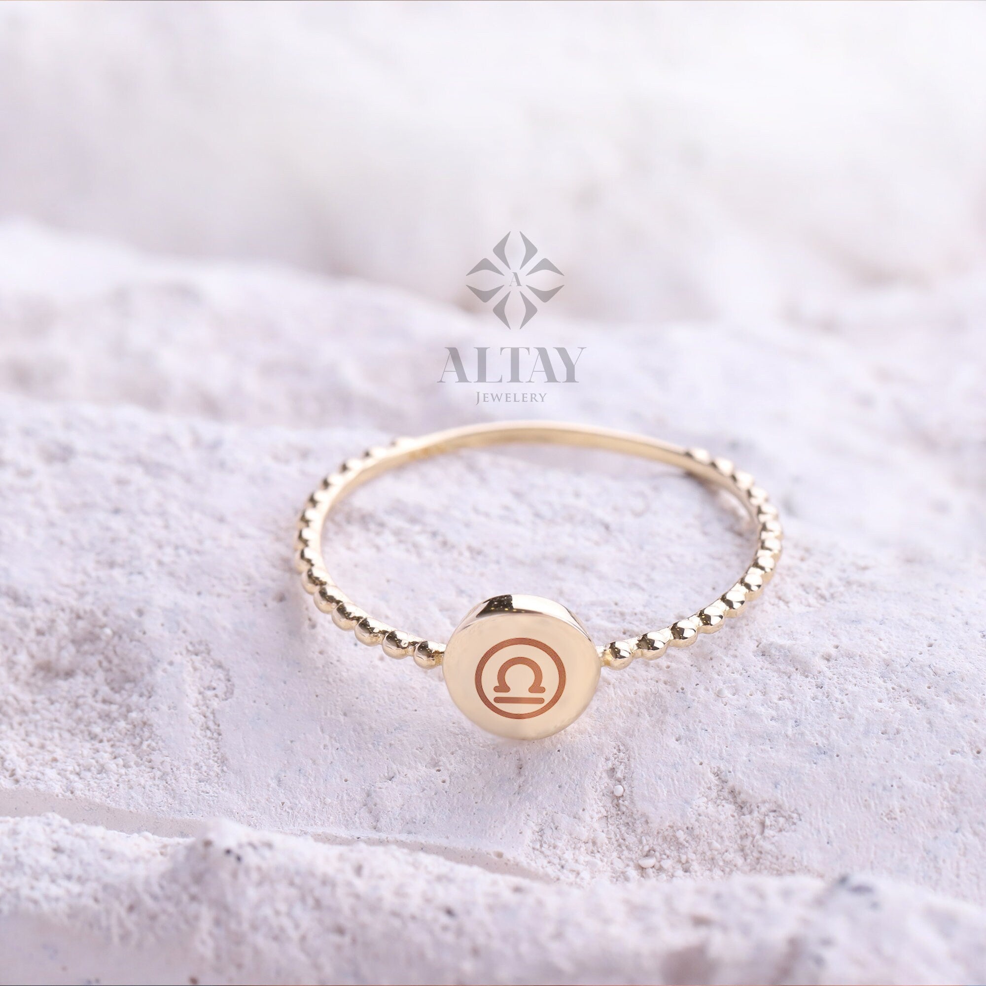 14K Bead Gold Ring, Personalized Initial Rings, Minimalist Rings, Gold Letter Ring, Dainty Letter Ring, Single Bead Letter Ring, Gift