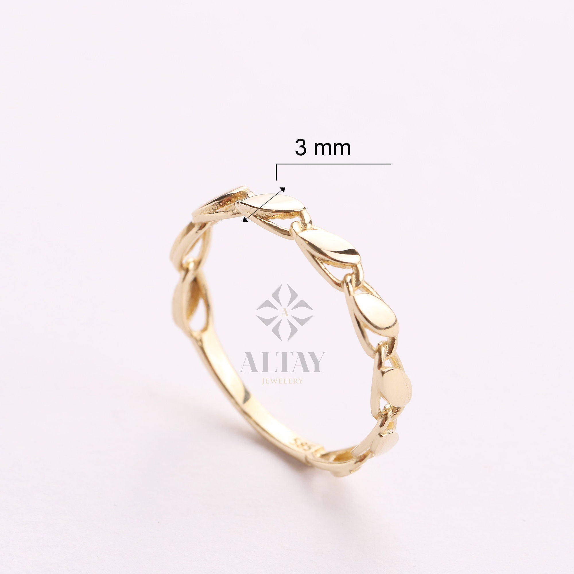 14K Solid Gold Mirror Chain Ring, 3mm Sequin Ring, Elegant Anklet Unisex Chain Band, Sparkle Wedding Delicate, Stacking, Gift For Her Him