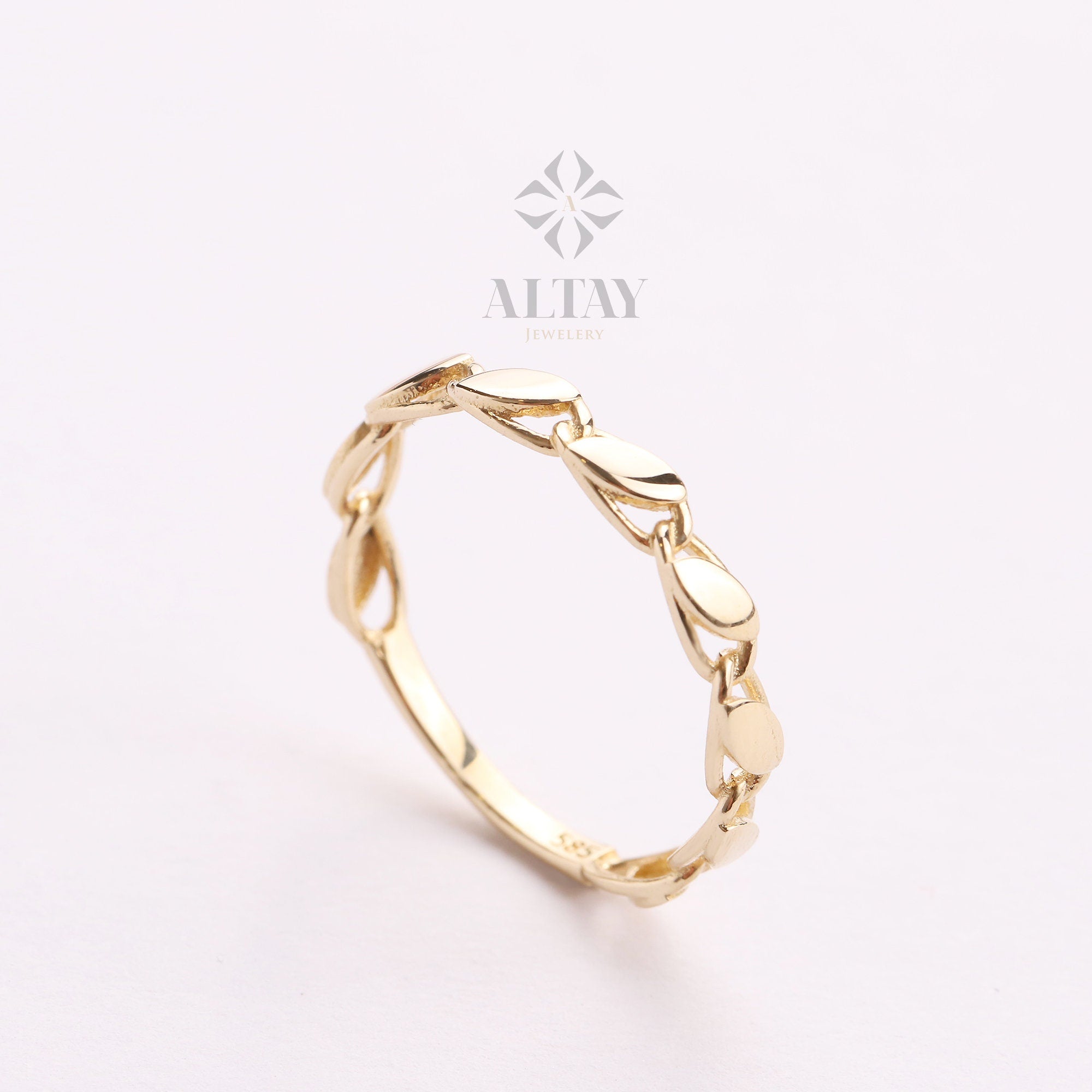 14K Solid Gold Mirror Chain Ring, 3mm Sequin Ring, Elegant Anklet Unisex Chain Band, Sparkle Wedding Delicate, Stacking, Gift For Her Him