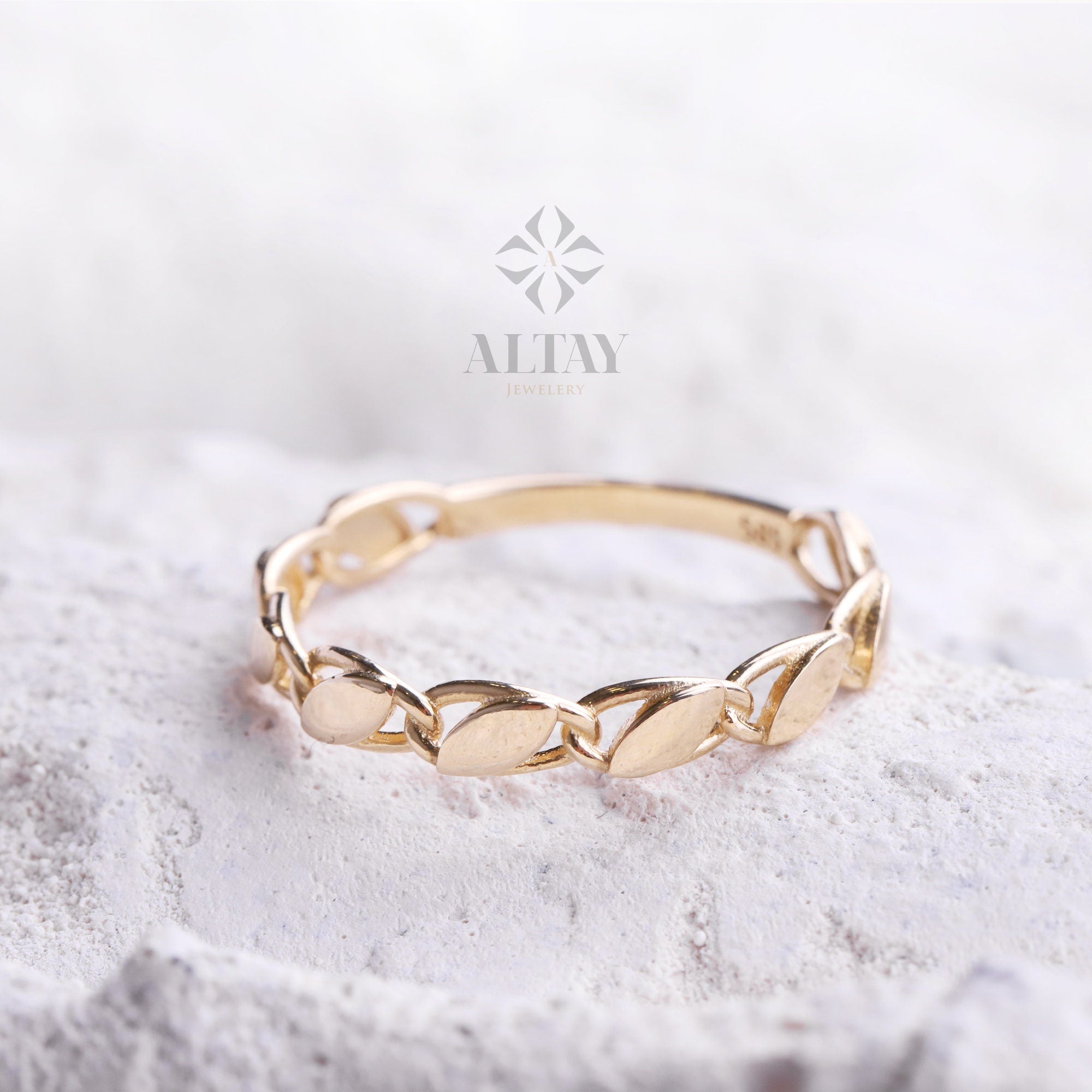 14K Solid Gold Mirror Chain Ring, 3mm Sequin Ring, Elegant Anklet Unisex Chain Band, Sparkle Wedding Delicate, Stacking, Gift For Her Him