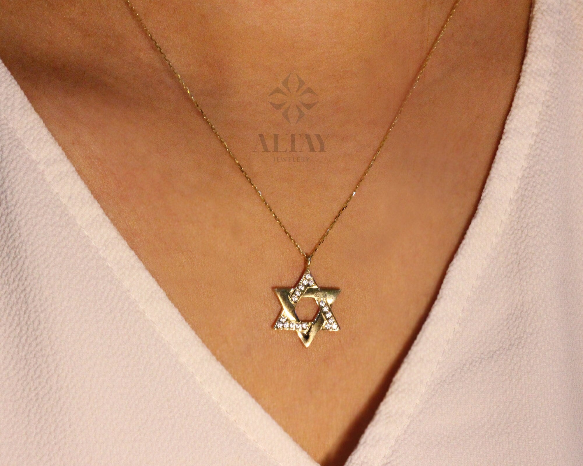 14K Gold Star of David Pendant, Magen David Necklace, Shield of David, Hanukkah Present, Jewish Star Charm, Layering, Religious Jewelry