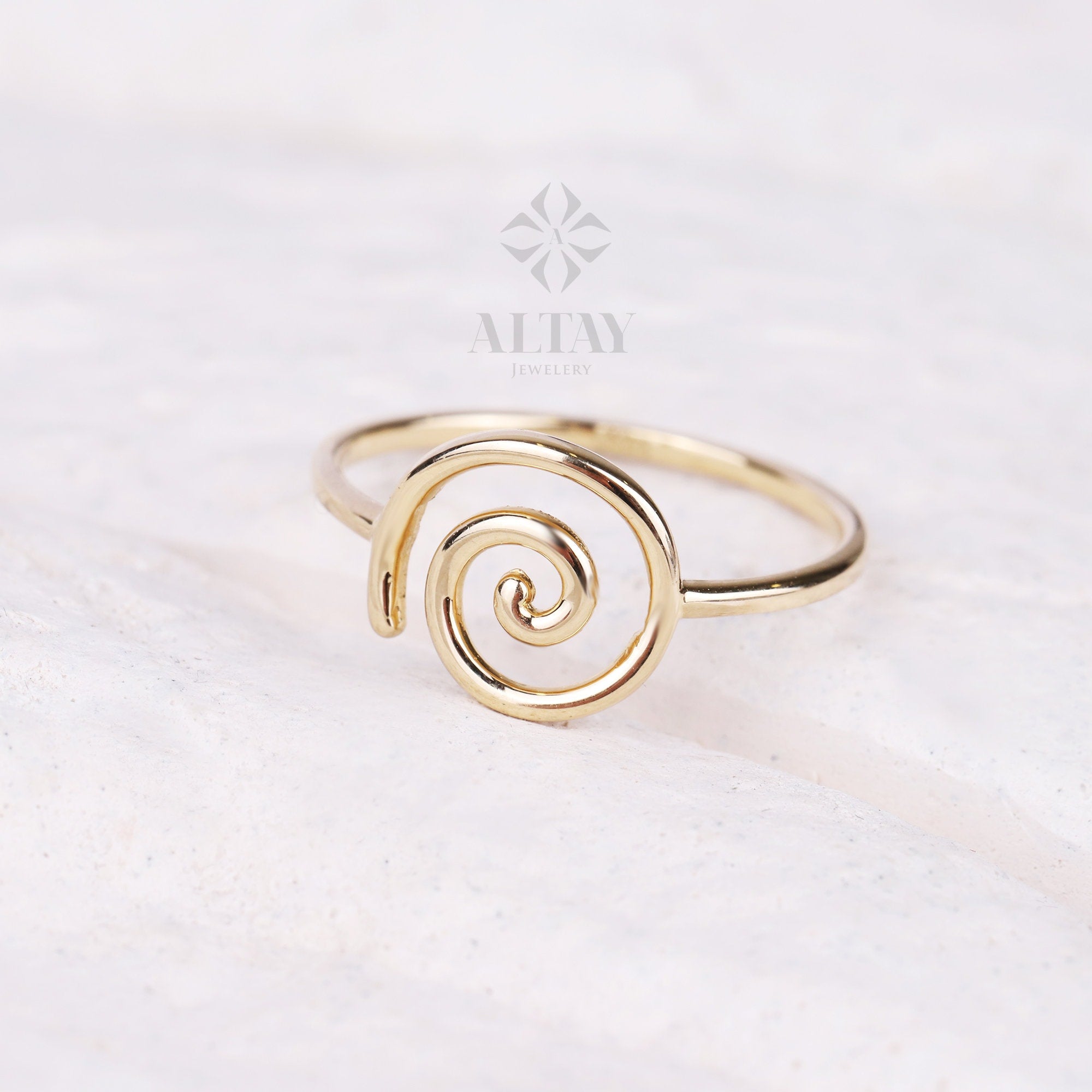 14K Gold Celtic Swirl Ring, Gold Candy Spiral Ring, Unique Promise Ring, Gold Spiral Ring, Handmade Thumb Band, Wave Gold Engagement Ring