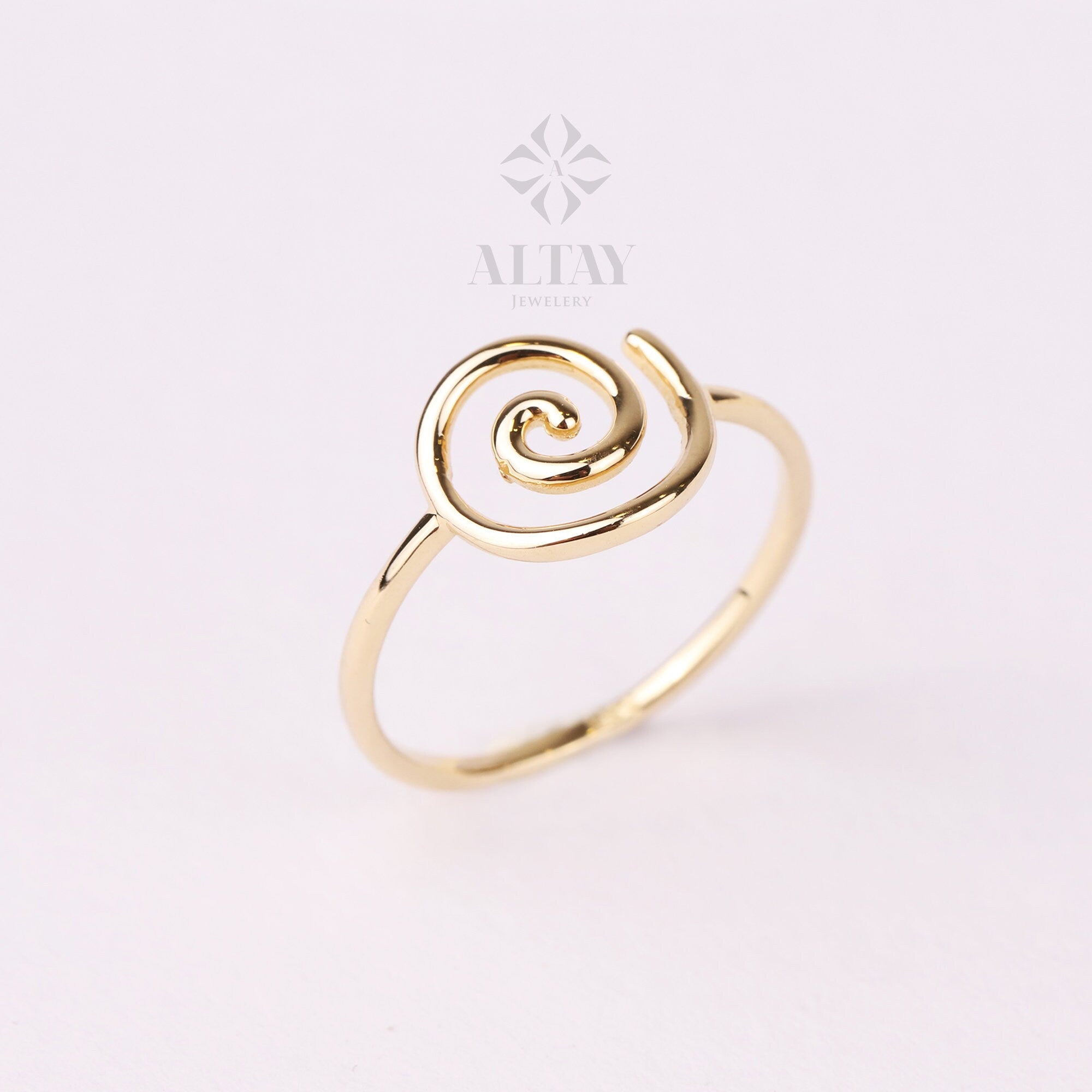 14K Gold Swirl Ring, Gold Candy Spiral Ring, Unique Promise Ring, Gold Wire Ring, Gold Anniversary Stacking Bridal Ring, Engagement Gift