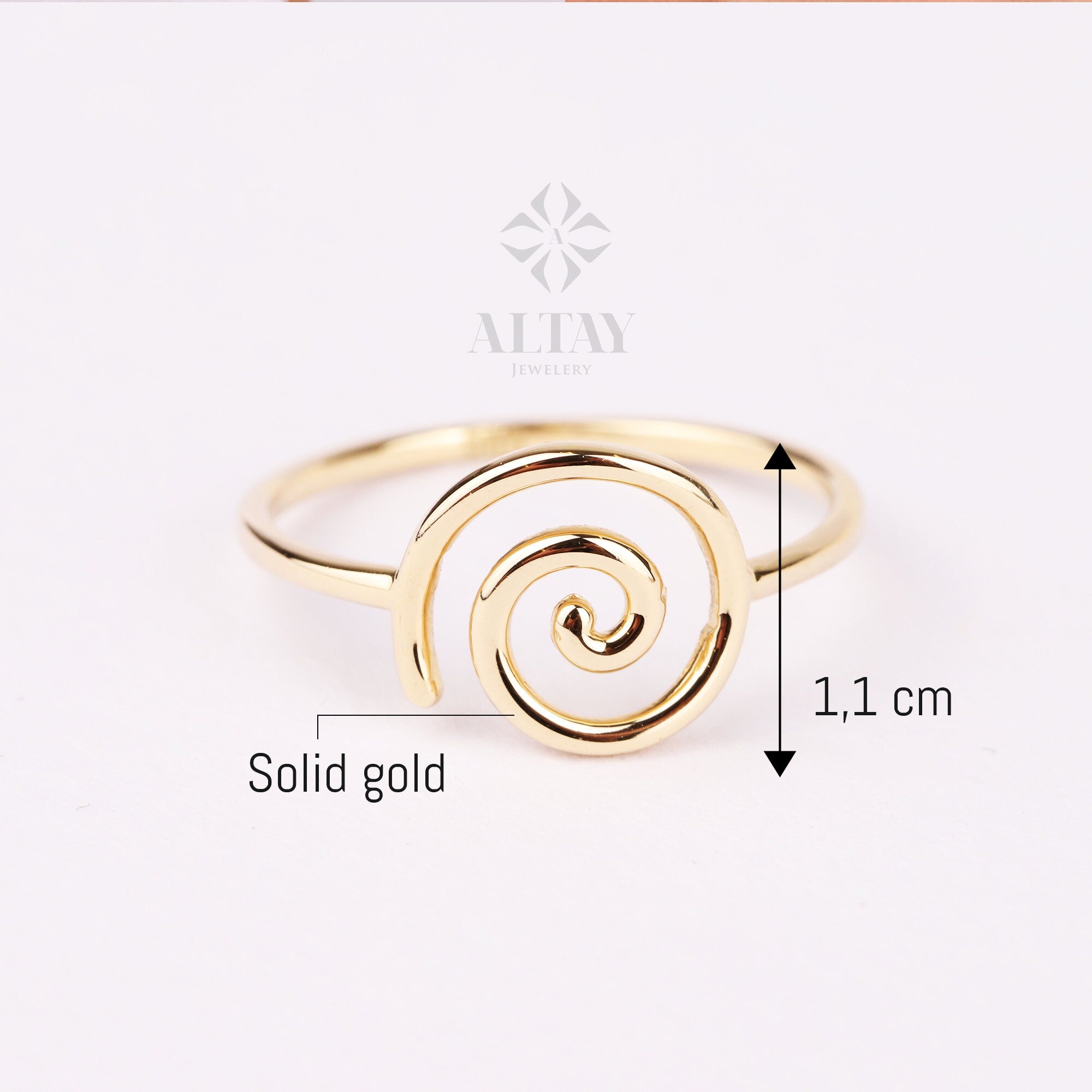 14K Gold Swirl Ring, Gold Candy Spiral Ring, Unique Promise Ring, Gold Wire Ring, Gold Anniversary Stacking Bridal Ring, Engagement Gift