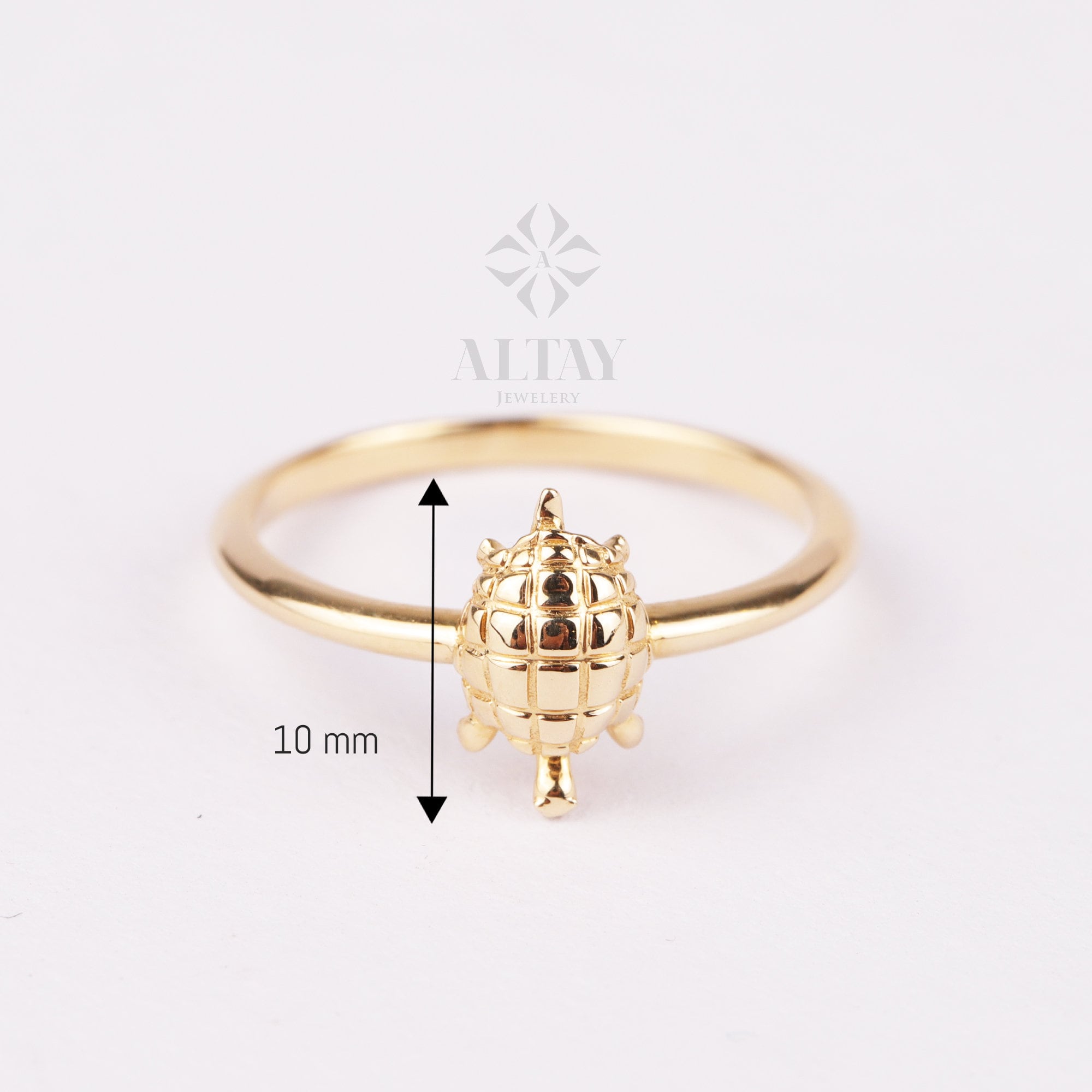 14K Gold Turtle Ring, Gold Sea Turtle Band, Tortoise Stackable Ring, Caretta Caretta Ring Animal Jewelry, Dainty Knuckle Band, Luck Turtle