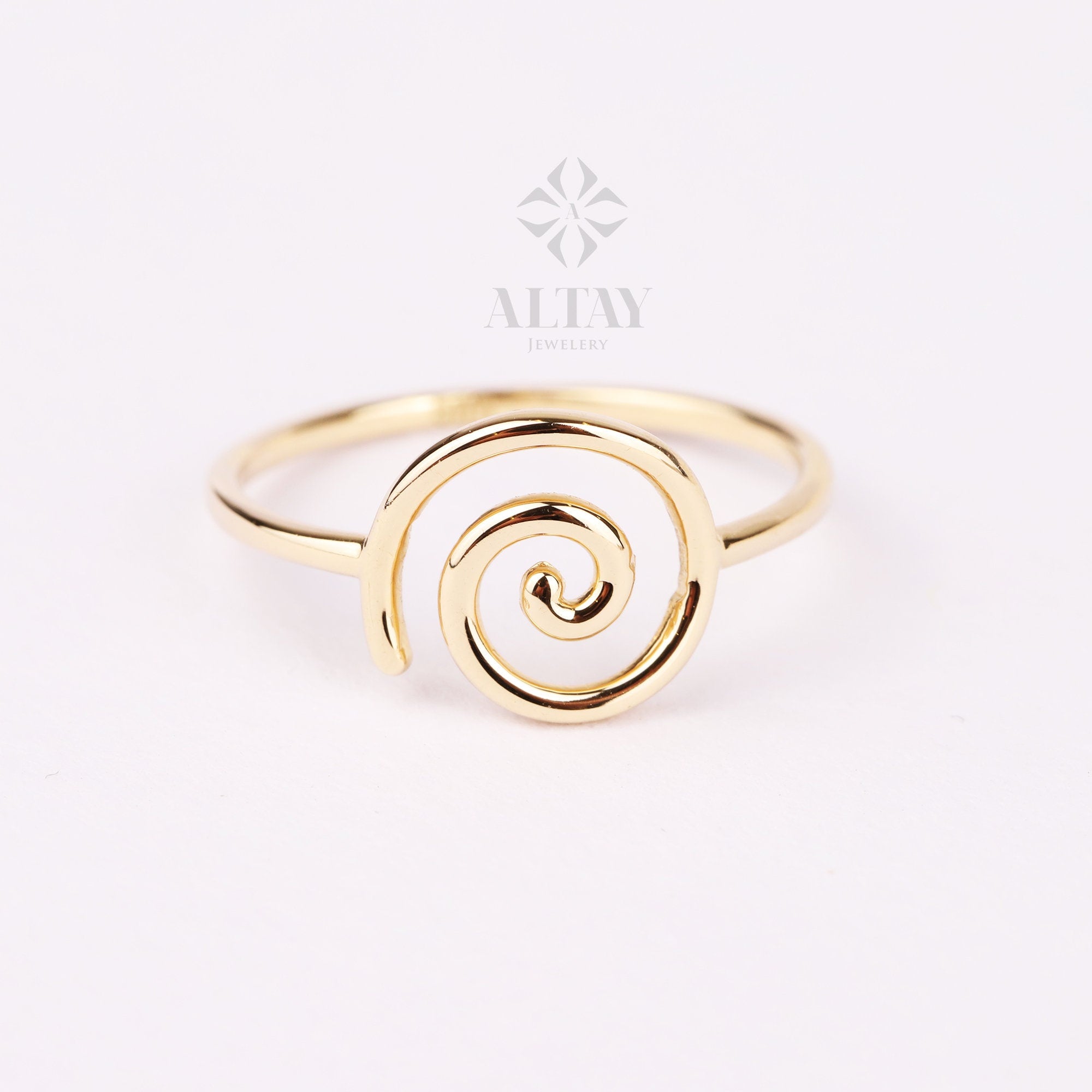 14K Gold Swirl Ring, Gold Candy Spiral Ring, Unique Promise Ring, Gold Wire Ring, Gold Anniversary Stacking Bridal Ring, Engagement Gift