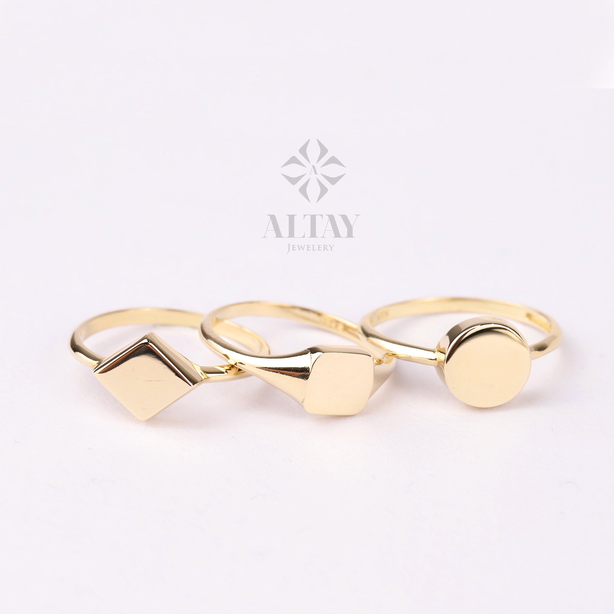 14K Gold Square Signet Ring, Personalized Signet Ring, Engraved Custom Signet Band, Handmade Signet Letter Ring, Monogram Ring, Pinky Band