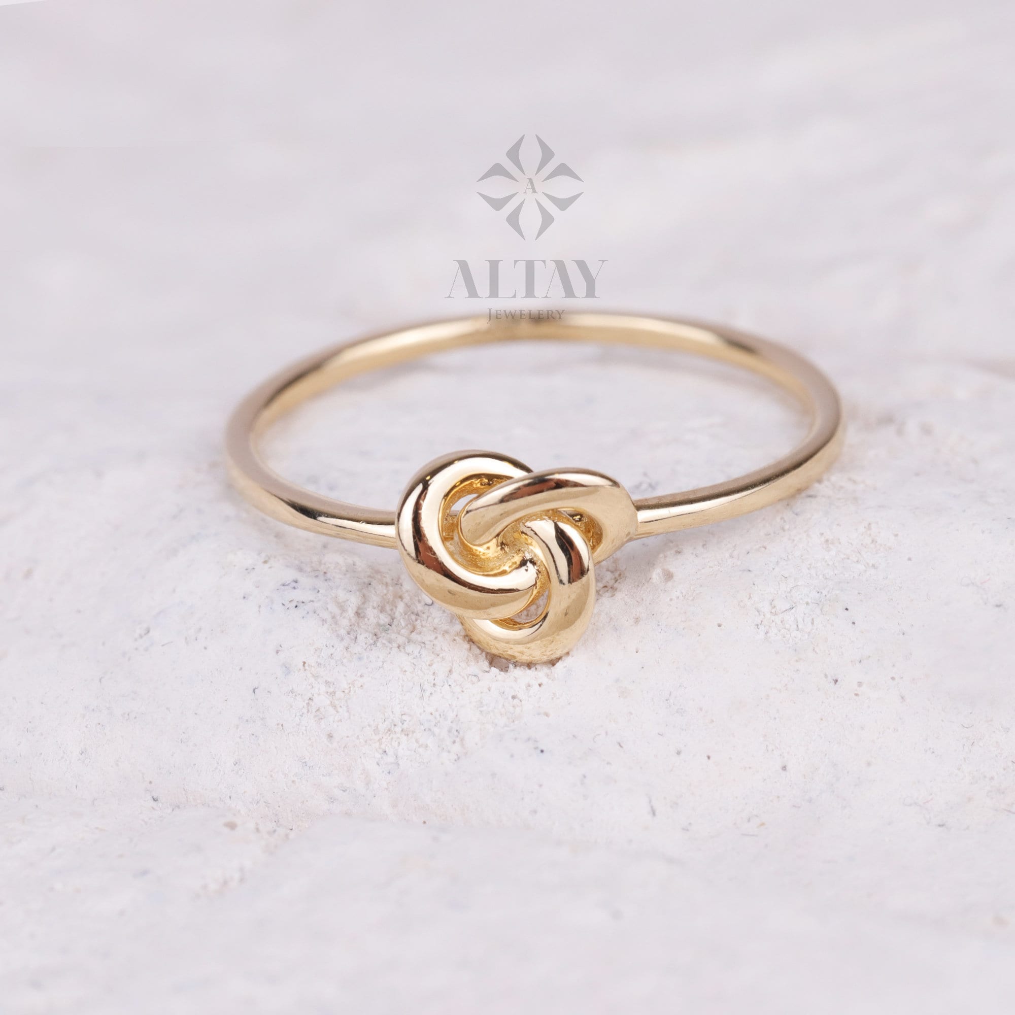 14K Gold Knot Ring, Dainty Love Knot Ring, Trinity Celtic Wedding Ring, Braided Marriage Ring, Irish Promise Ring, Unique Tie The Knot Ring