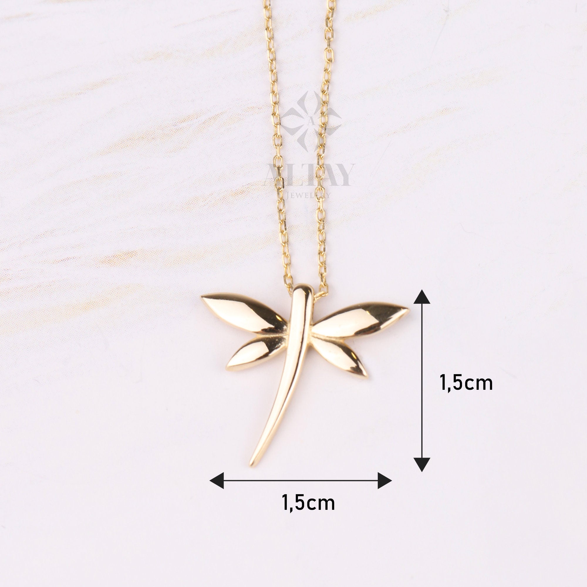 14K Gold Dragonfly Necklace, Dragonfly Gold Pendant, Gold Dragonfly Charm, Minimalist Dragonfly Choker, Dainty Gold Necklace, Gift For Her