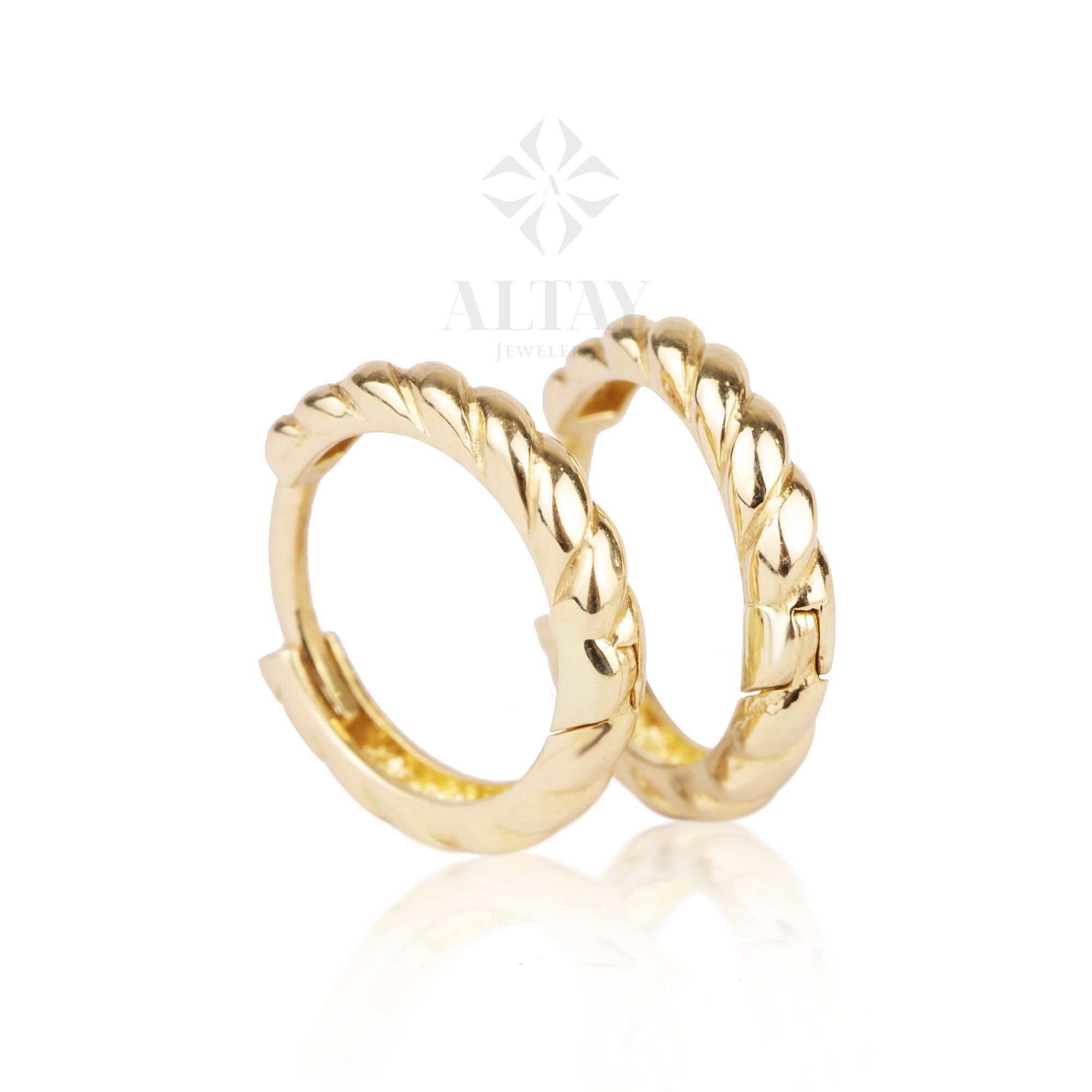14K Gold Rope Huggie Earrings, Twist Huggie Hoop Earrings, Gold Rope Hoops, Unique Hoop Earring, Twist Gold Hinged Hoop Earring, Gift