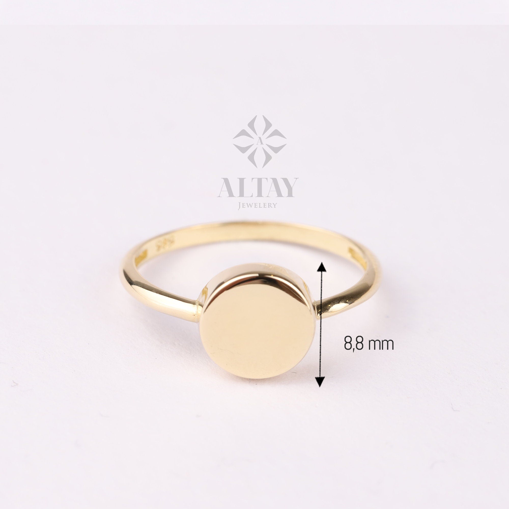 14K Gold Round Signet Ring, Personalized Initial Ring, Minimalist Ring, Gold Letter Ring, Dainty Letter Ring, Single Bead Pinky Ring, Gift