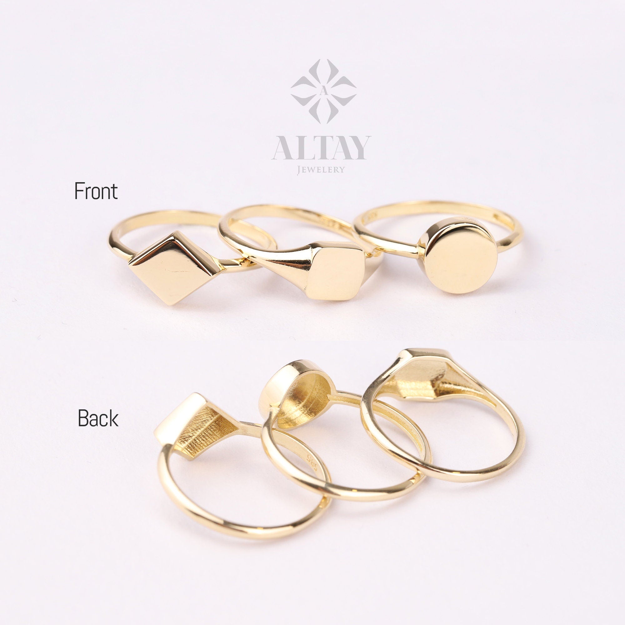 14K Gold Round Signet Ring, Personalized Initial Ring, Minimalist Ring, Gold Letter Ring, Dainty Letter Ring, Single Bead Pinky Ring, Gift