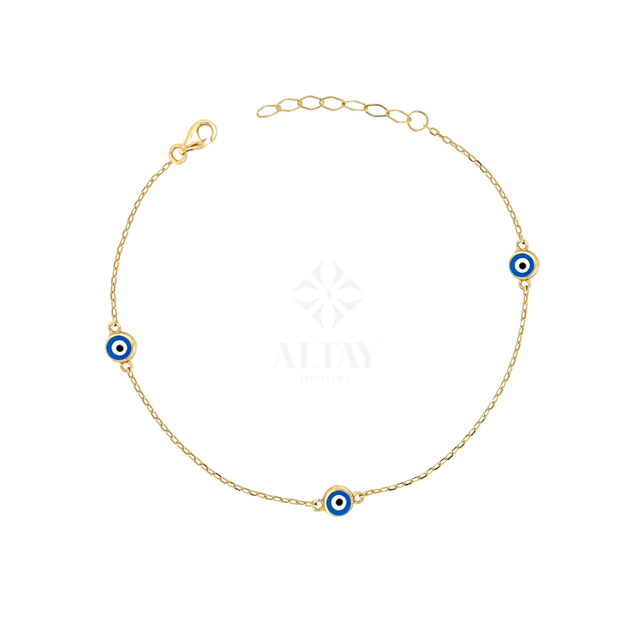 14K Gold Evil Eye Bracelet, Gold Chain Bracelet, Evil Eye Charm Bracelet, Minimalist Jewelry, Dainty Layering Evil Eye, Gift for Her